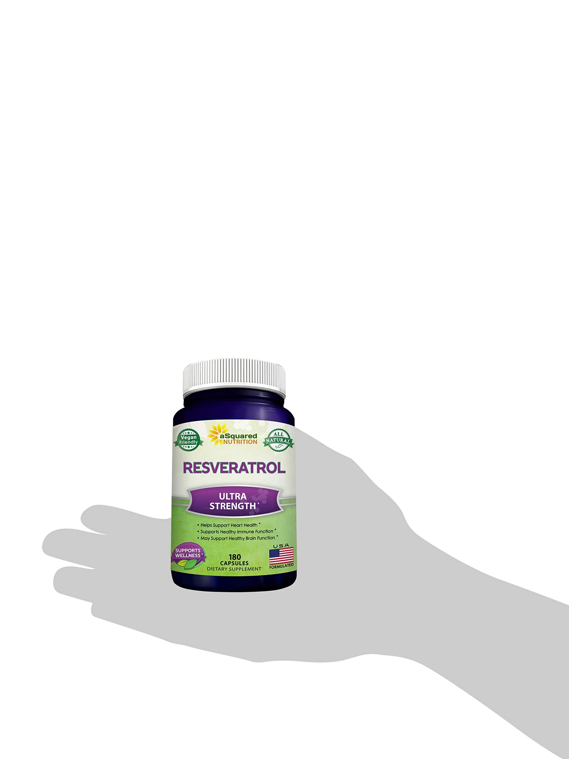 100% Natural Resveratrol - 1000mg Per Serving Max Strength (180 Capsules) Antioxidant Supplement, Trans-Resveratrol Pills for Heart Health & Pure, Polyphenols - Image 2
