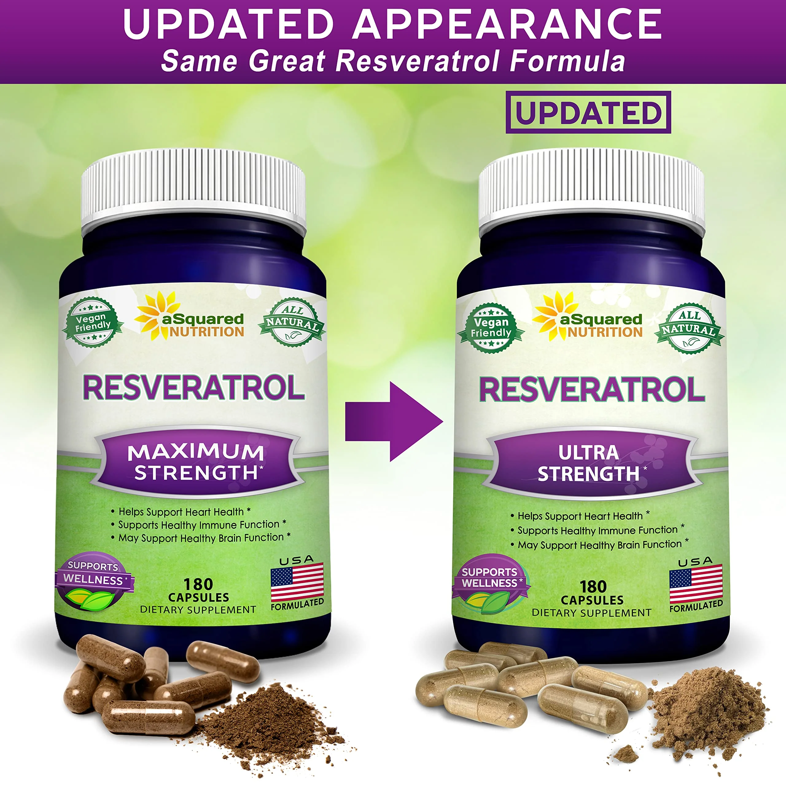 100% Natural Resveratrol - 1000mg Per Serving Max Strength (180 Capsules) Antioxidant Supplement, Trans-Resveratrol Pills for Heart Health & Pure, Polyphenols - Image 3
