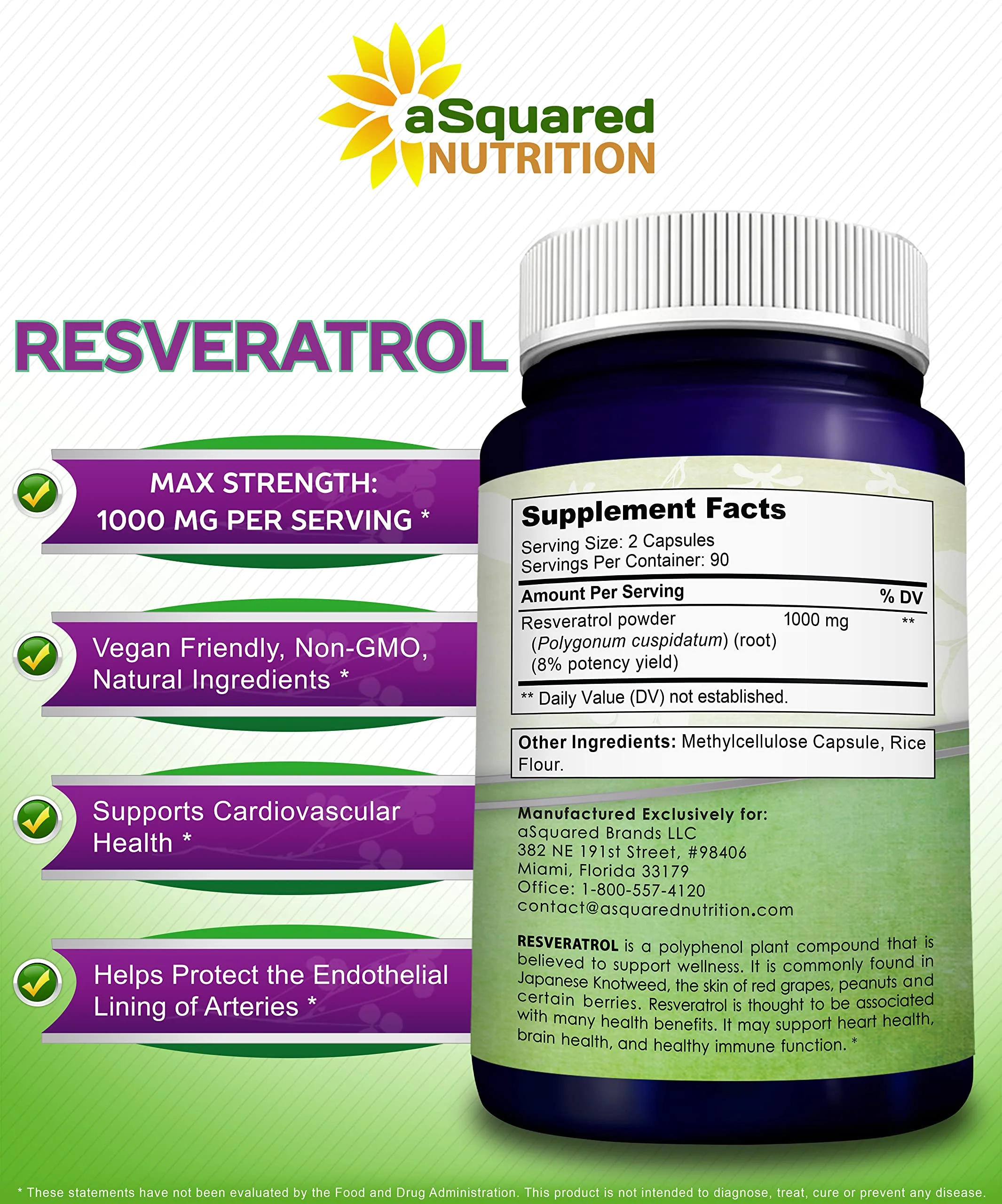 100% Natural Resveratrol - 1000mg Per Serving Max Strength (180 Capsules) Antioxidant Supplement, Trans-Resveratrol Pills for Heart Health & Pure, Polyphenols - Image 5
