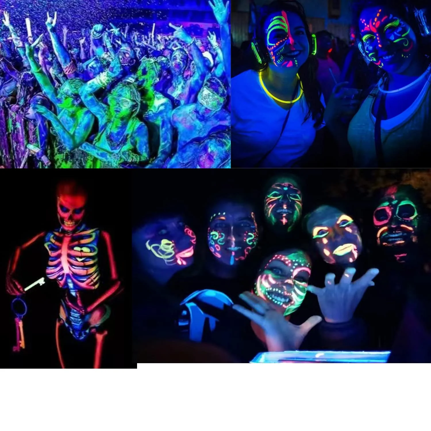 12 PCS Glow Face Body Paint, Glow In The Dark Under UV Black Light Sticks Makeup Neon Face Painting Kits for Adult Halloween Festival Accessory Glow Party Supplies - Image 2