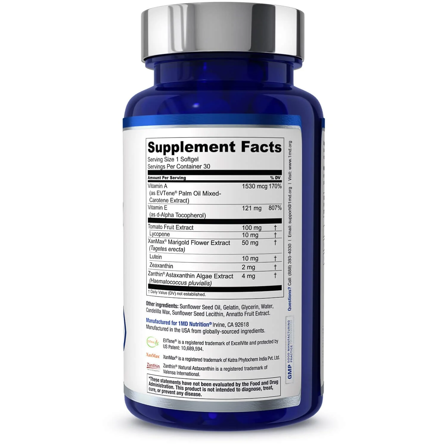1MD Nutrition VisionMD Eye Vitamin CARMIS - Eye Supplement for Adults - with OptiLut Lutein & Zeaxanthin - Supports Vision Health Care, Everyday Eye Strain, & Occasional Dry Eye - 30 Softgels - Image 5