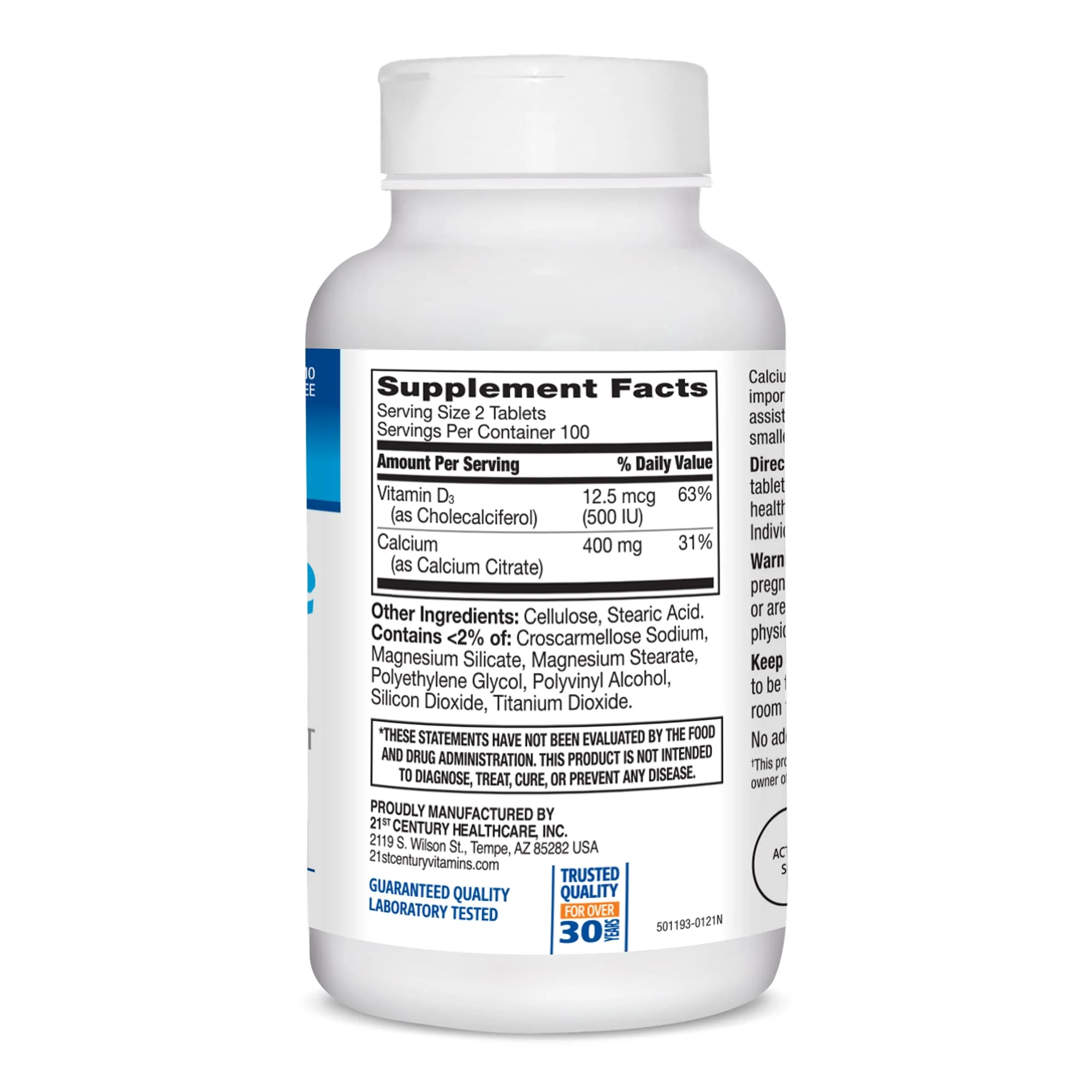 21st Century Calcium Citrate + D3 Petites Coated Tablets 200 ea - Image 4