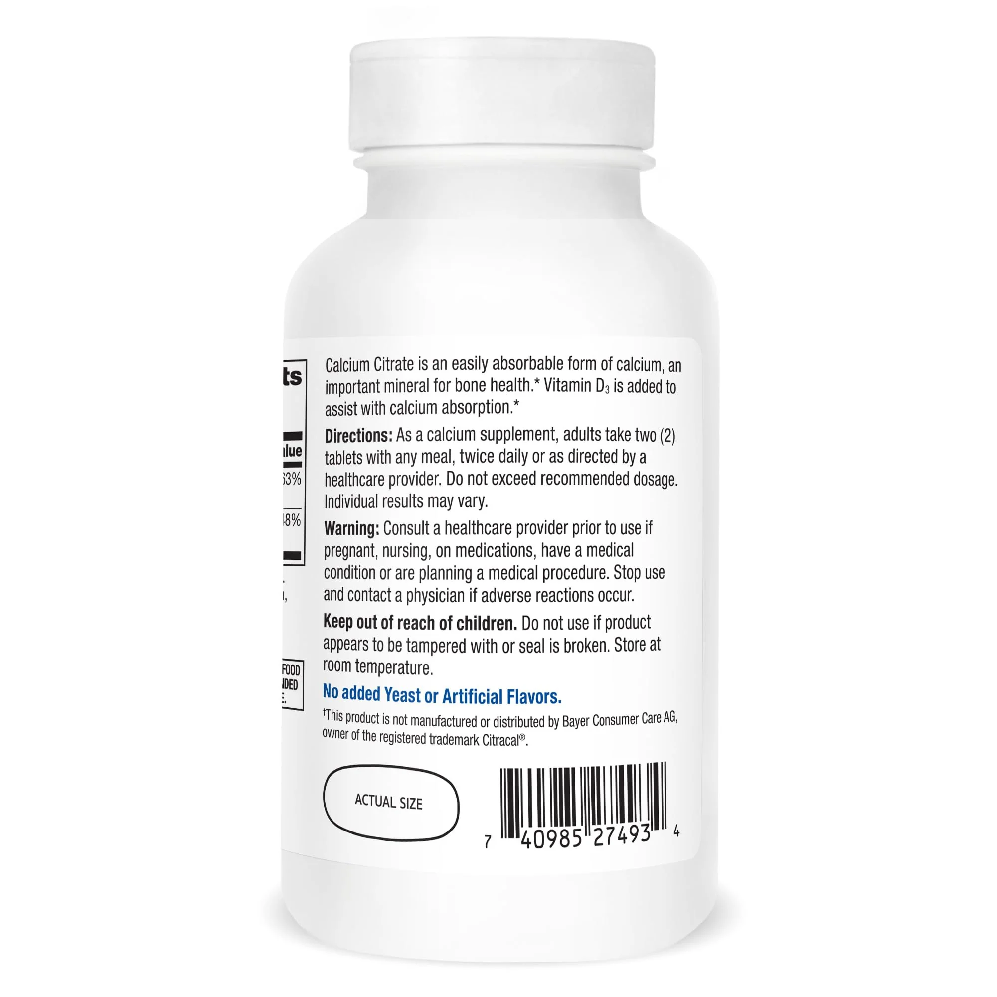 21st Century Calcium Citrate Plus D Maximum Caplets, 120 Count (27493) - Image 2