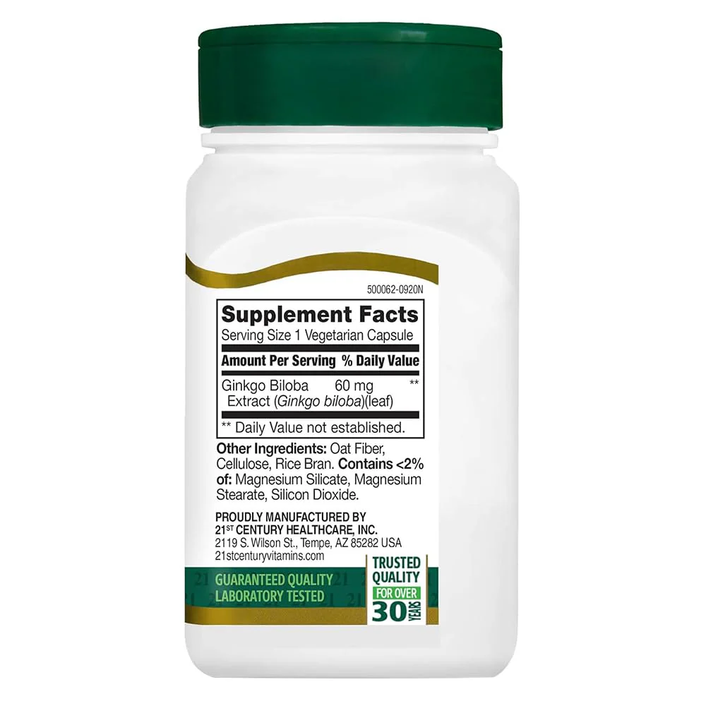 21st Century Ginkgo Biloba Extract Veg Capsules, 60 Count - Image 3