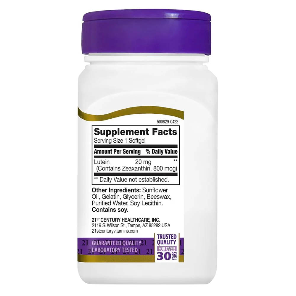 21st Century Lutein, 20 mg, 60 Softgels - Image 9