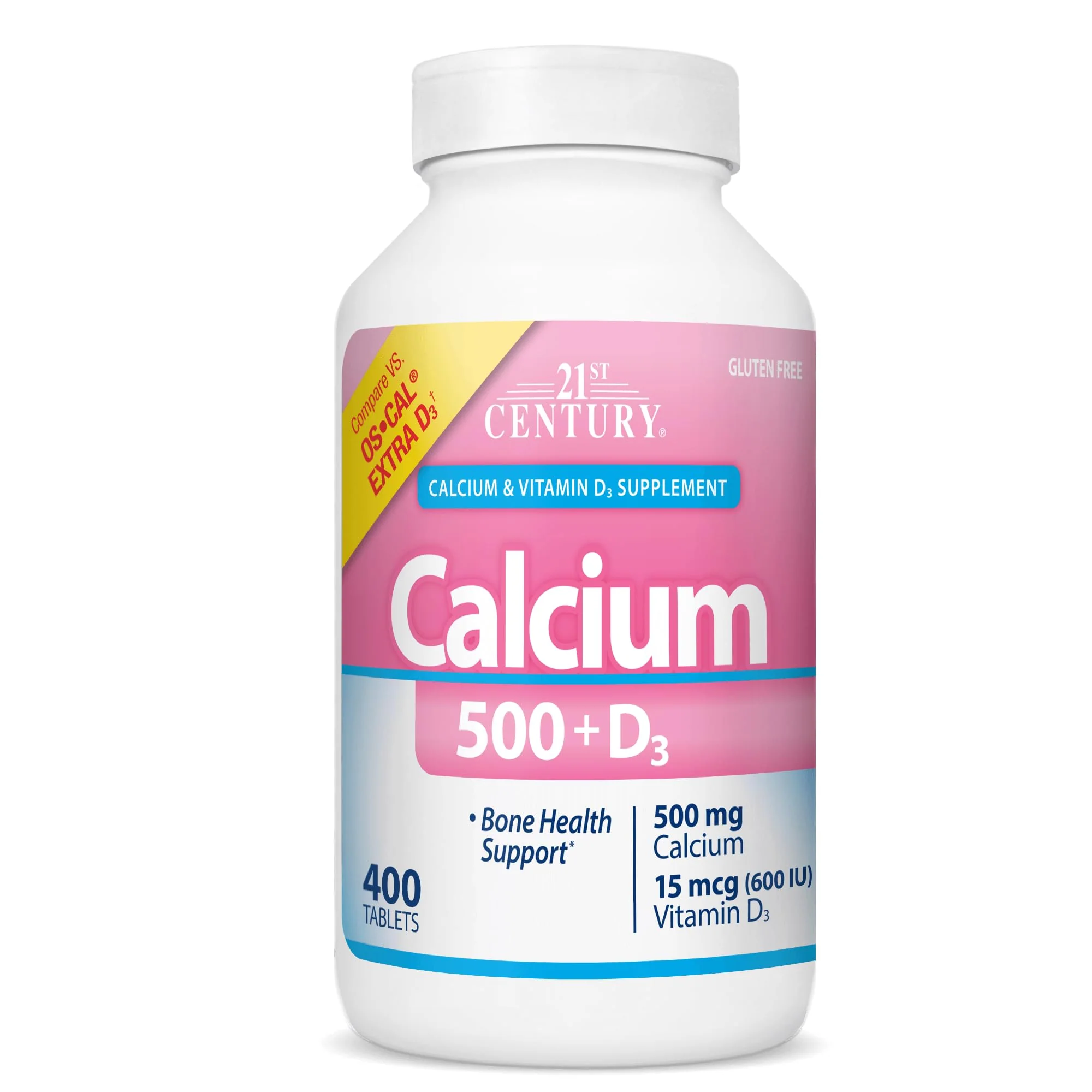 21st Century Vitamins Calcium 500 Plus Extra D Caplets, 400 Count