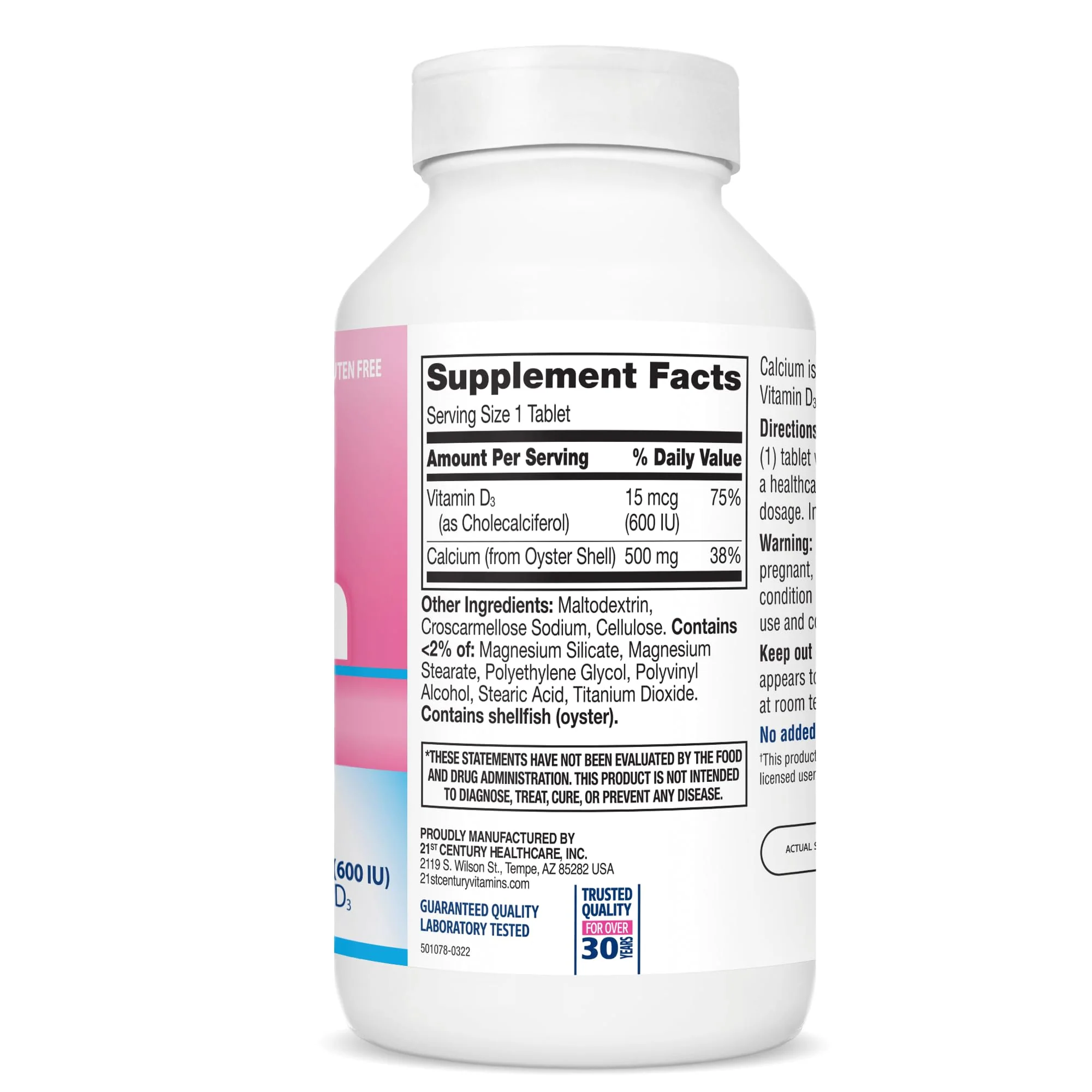 21st Century Vitamins Calcium 500 Plus Extra D Caplets, 400 Count - Image 8