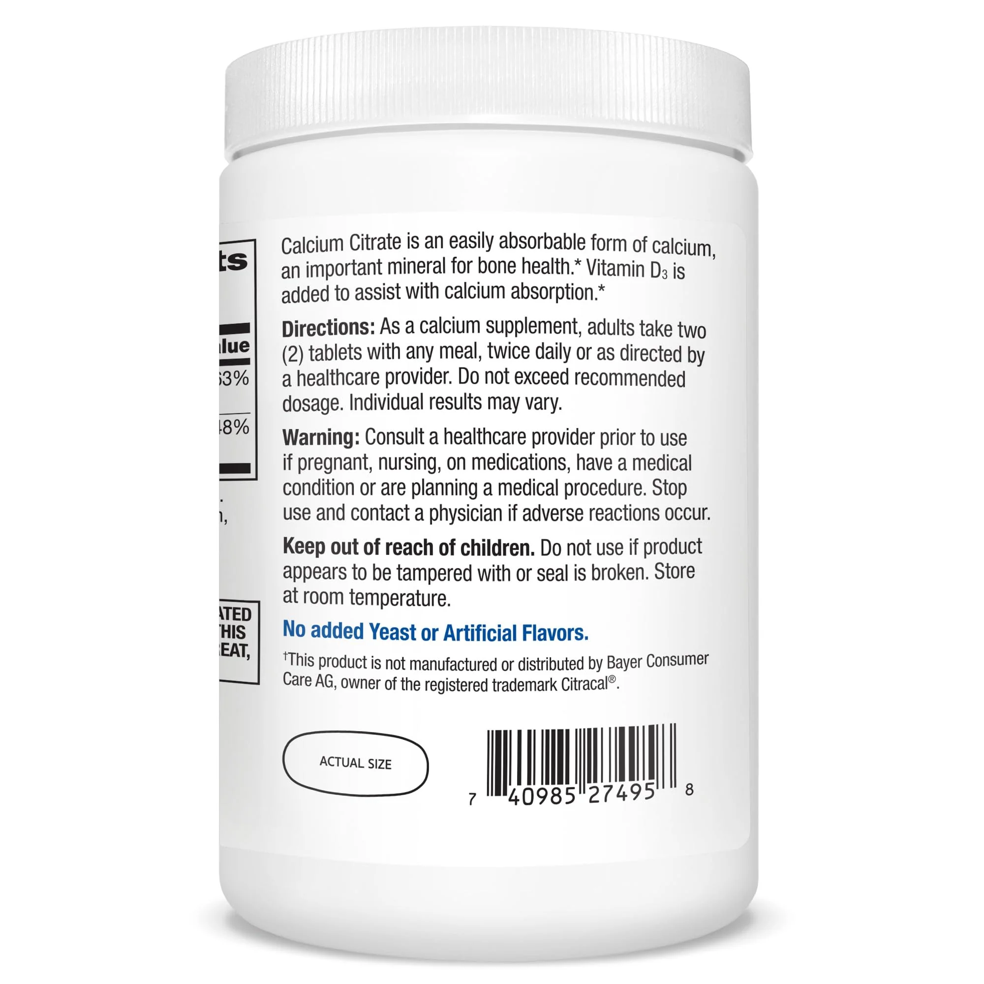 21st Century Vitamins Calcium Citrate Plus D3 Maximum Tablets, 400 Count - Image 2