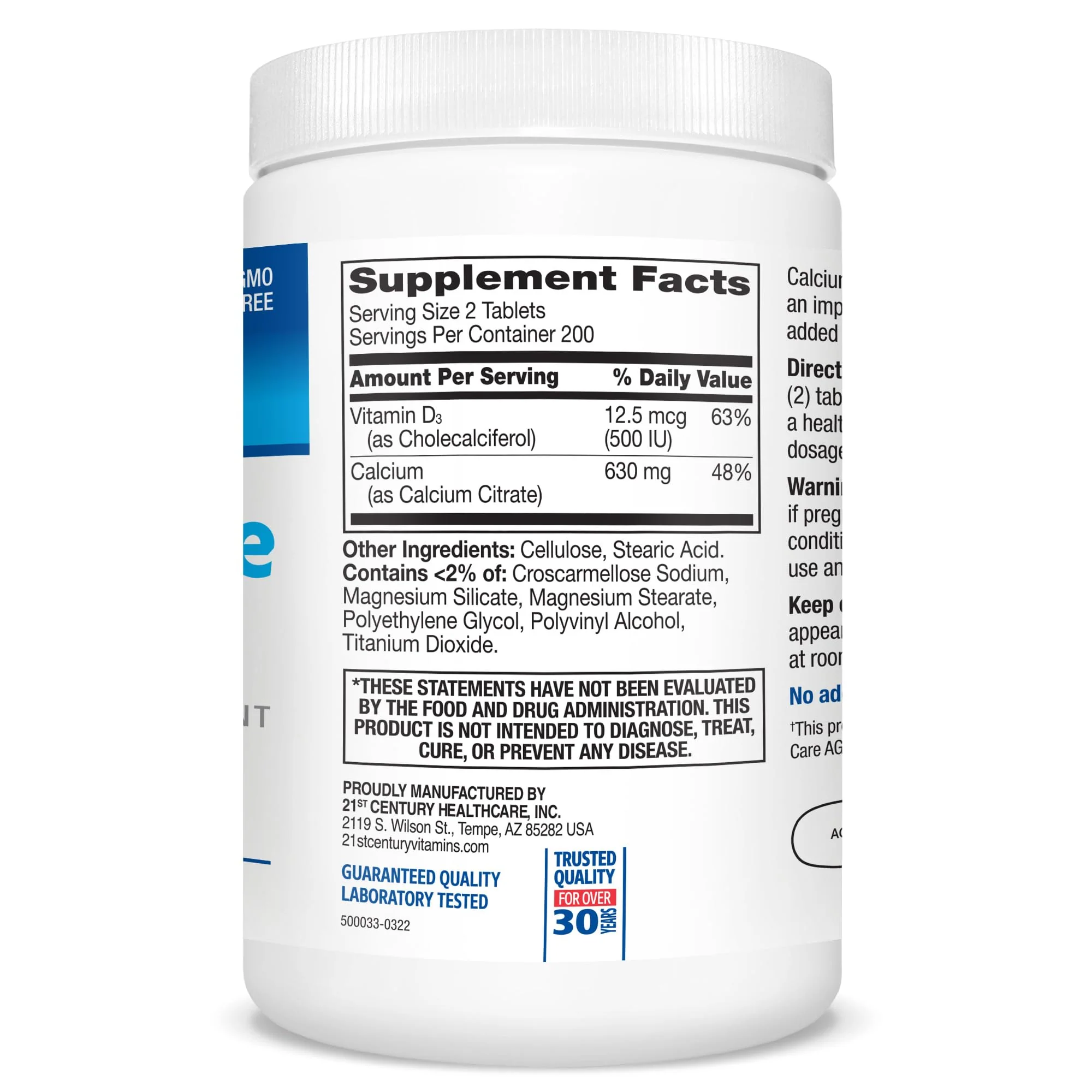 21st Century Vitamins Calcium Citrate Plus D3 Maximum Tablets, 400 Count - Image 3