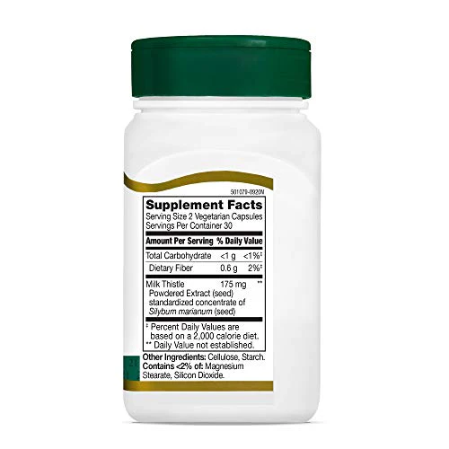 21st Century Vitamins Thistle Extract Veg Capsules, 60 Count (21338) - Image 3