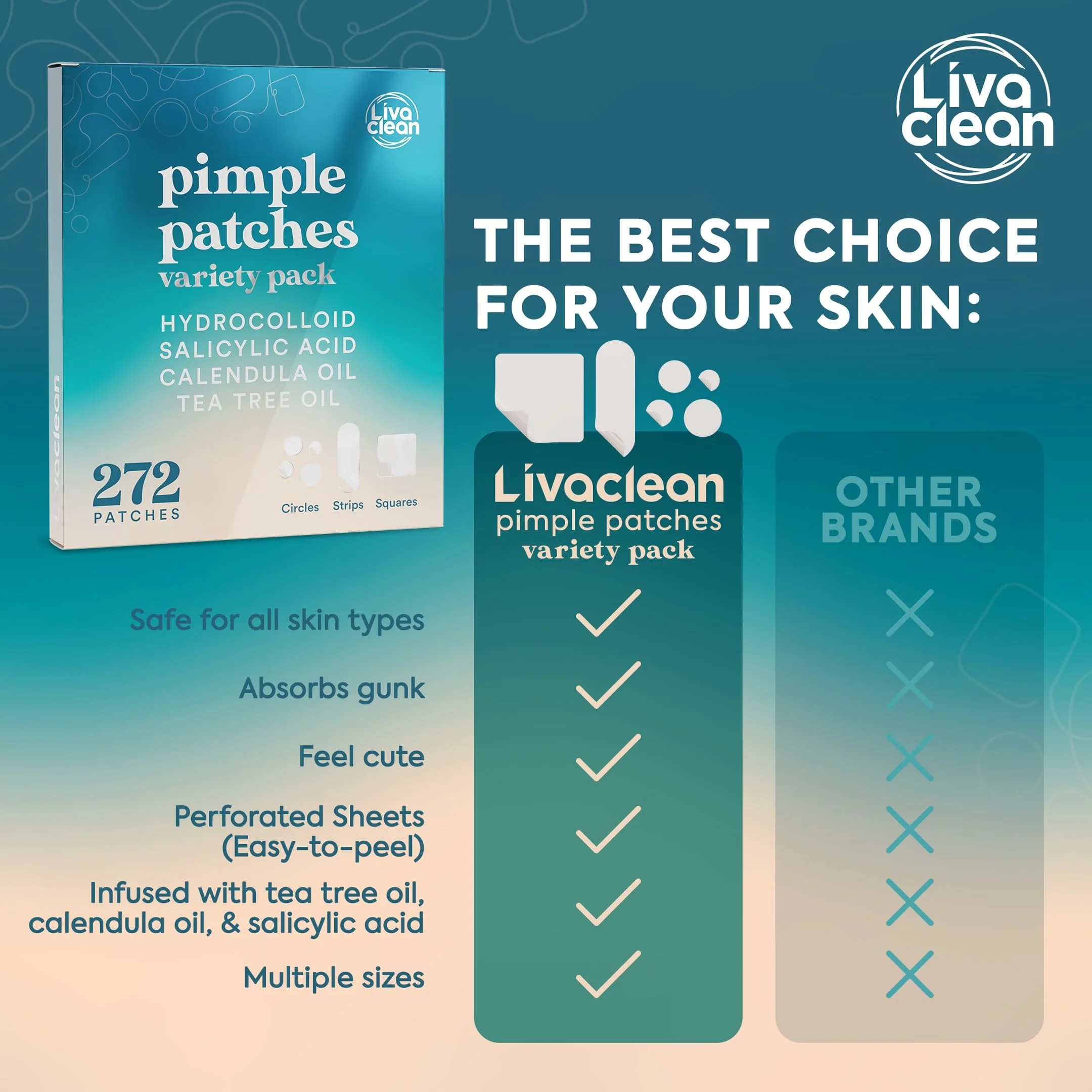 272 CT Large Pimple Patches for Face - Variety Pack Zit Patches w/ Salicylic Acid, Tea Tree, Calendula Oil - Pimple Patches Large Acne Patches for Face and Body - Dark Spot Patches - Image 6