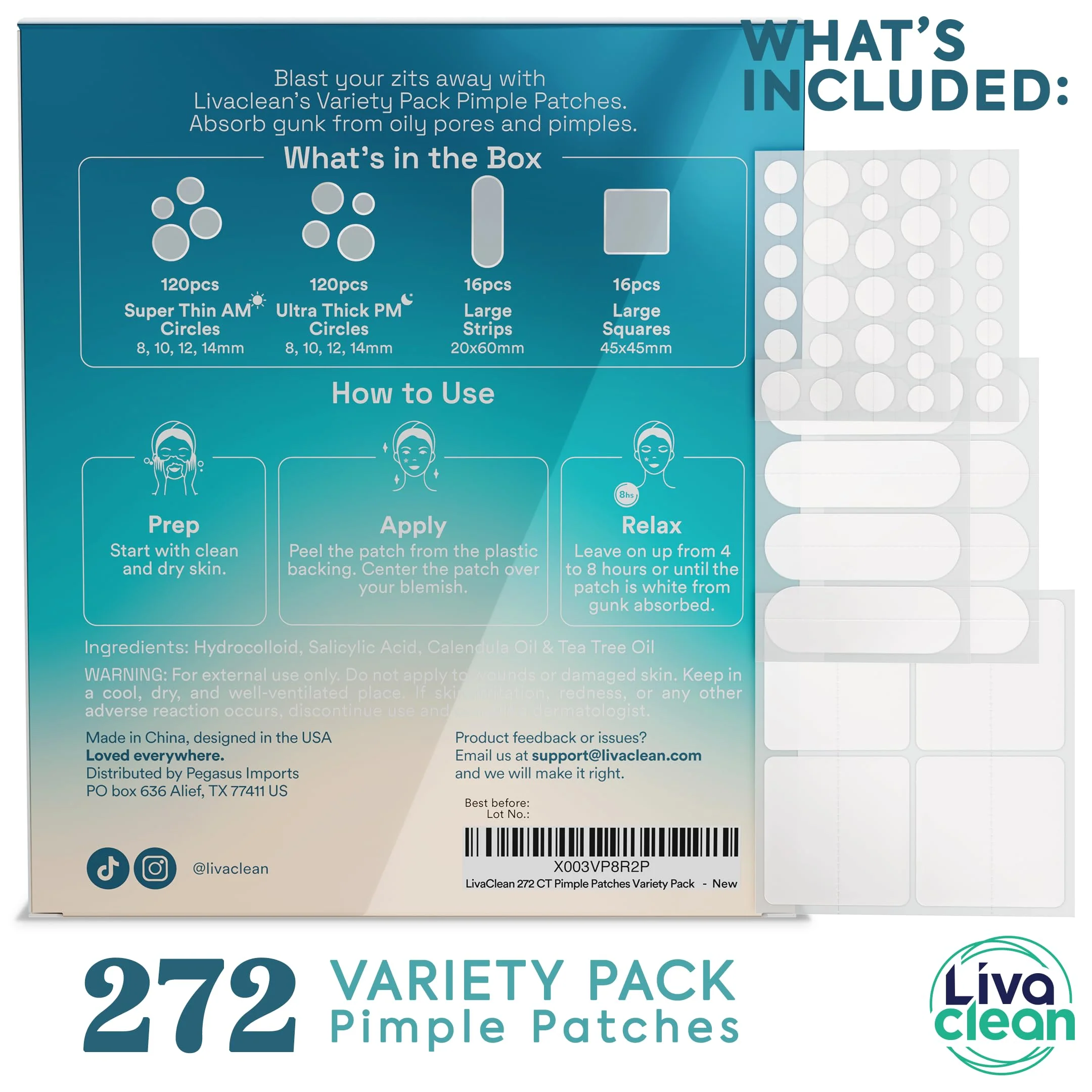272 CT Large Pimple Patches for Face - Variety Pack Zit Patches w/ Salicylic Acid, Tea Tree, Calendula Oil - Pimple Patches Large Acne Patches for Face and Body - Dark Spot Patches - Image 9