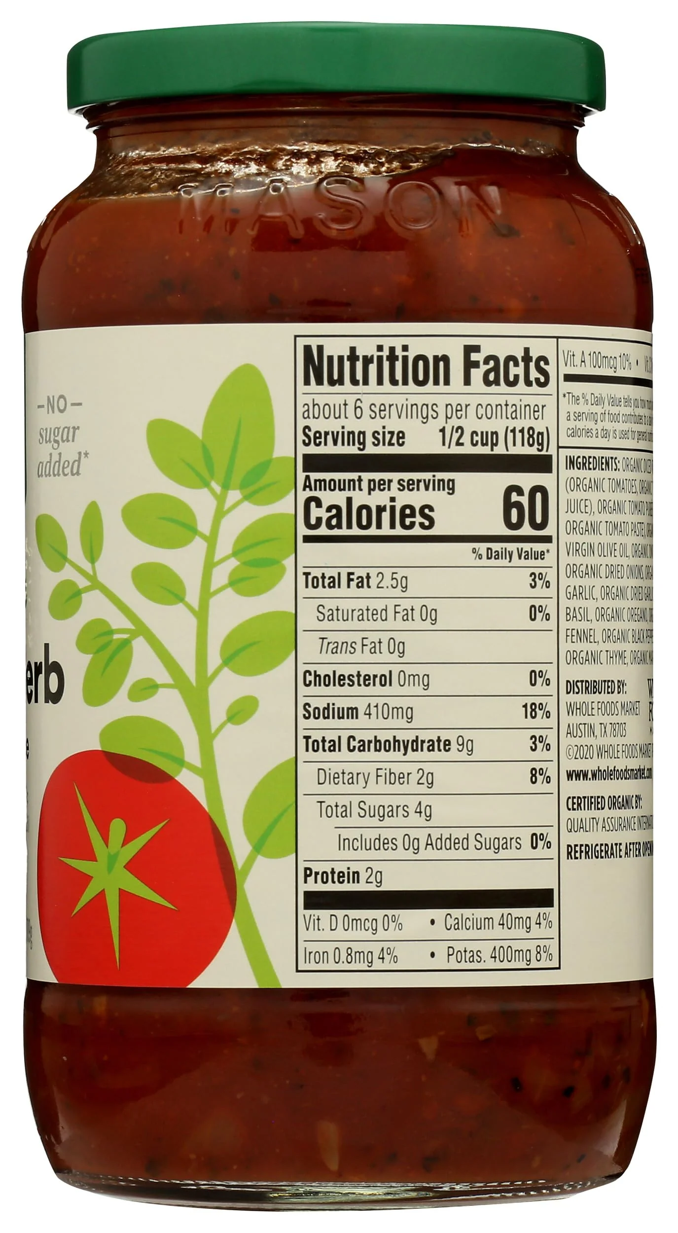 365 by Whole Foods Market, Organic Italian Herb Pasta Sauce, 25 Ounce - Image 2