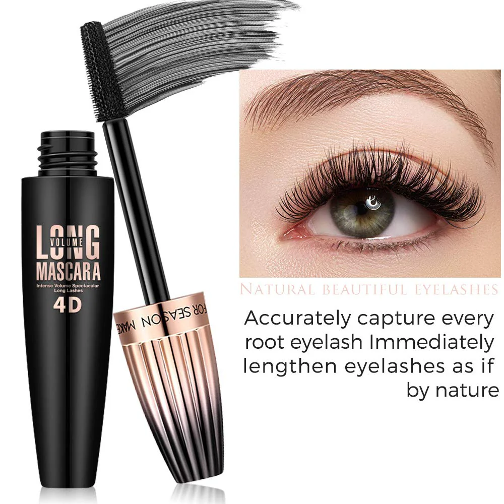 4D Silk Fiber Lash Mascara, Waterproof Long Lasting Mascara Black Volume and Length Natural, Exquisitely Full, Lengthening Thickening Softer Fuller Lashes Amplify Smudge-Proof Eyelash Mascaras,1 Pack - Image 2