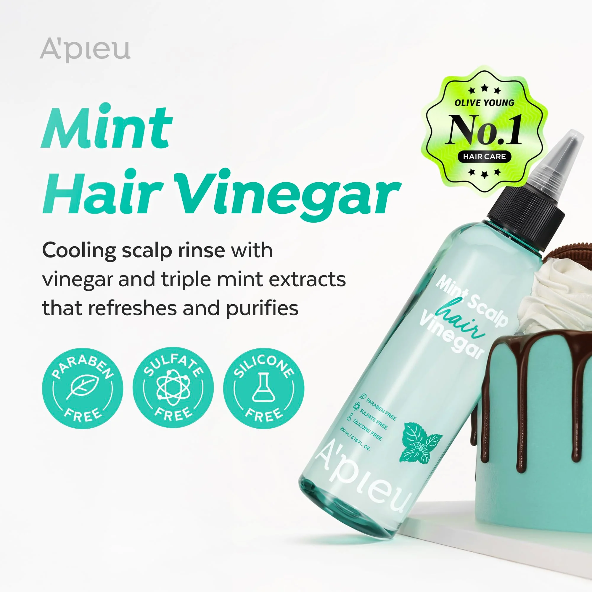 A’PIEU Mint Hair Vinegar - Instant Scalp Cooling & Detox for Oily Scalp, Buildup & Dandruff Scalp Treatment, pH-Balancing Rinse for Fresh, Shiny Hair, Korean Haircare, 6.76 fl oz - Image 8
