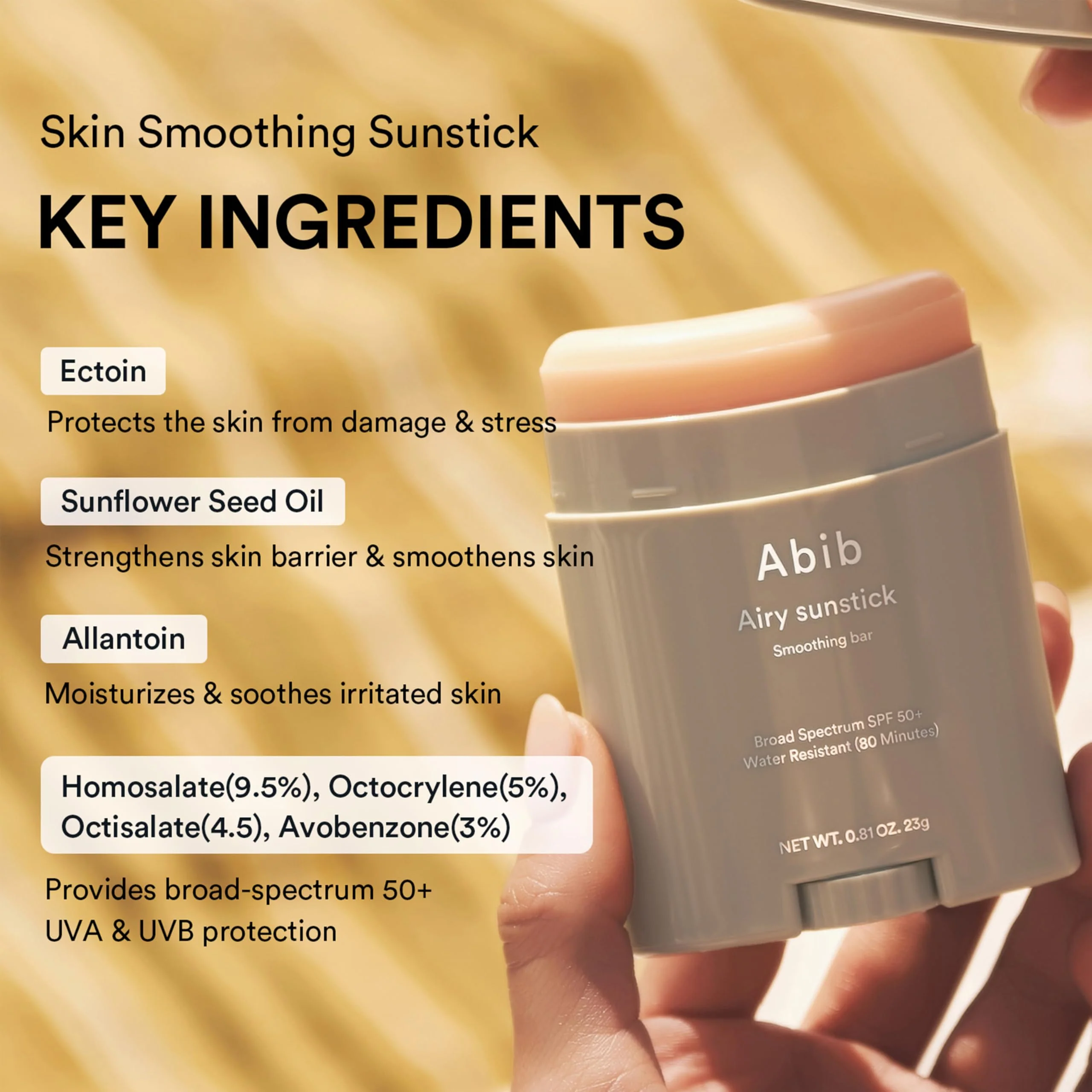 Abib Airy Sunstick Protection Bar Broad Spectrum SPF50+ 0.81 oz / 23 g (Semi-matte) | Korean Suncreen Stick Suncare Sunblock, No Whitecast, Protector Solar Barra, Water resistant - Image 8