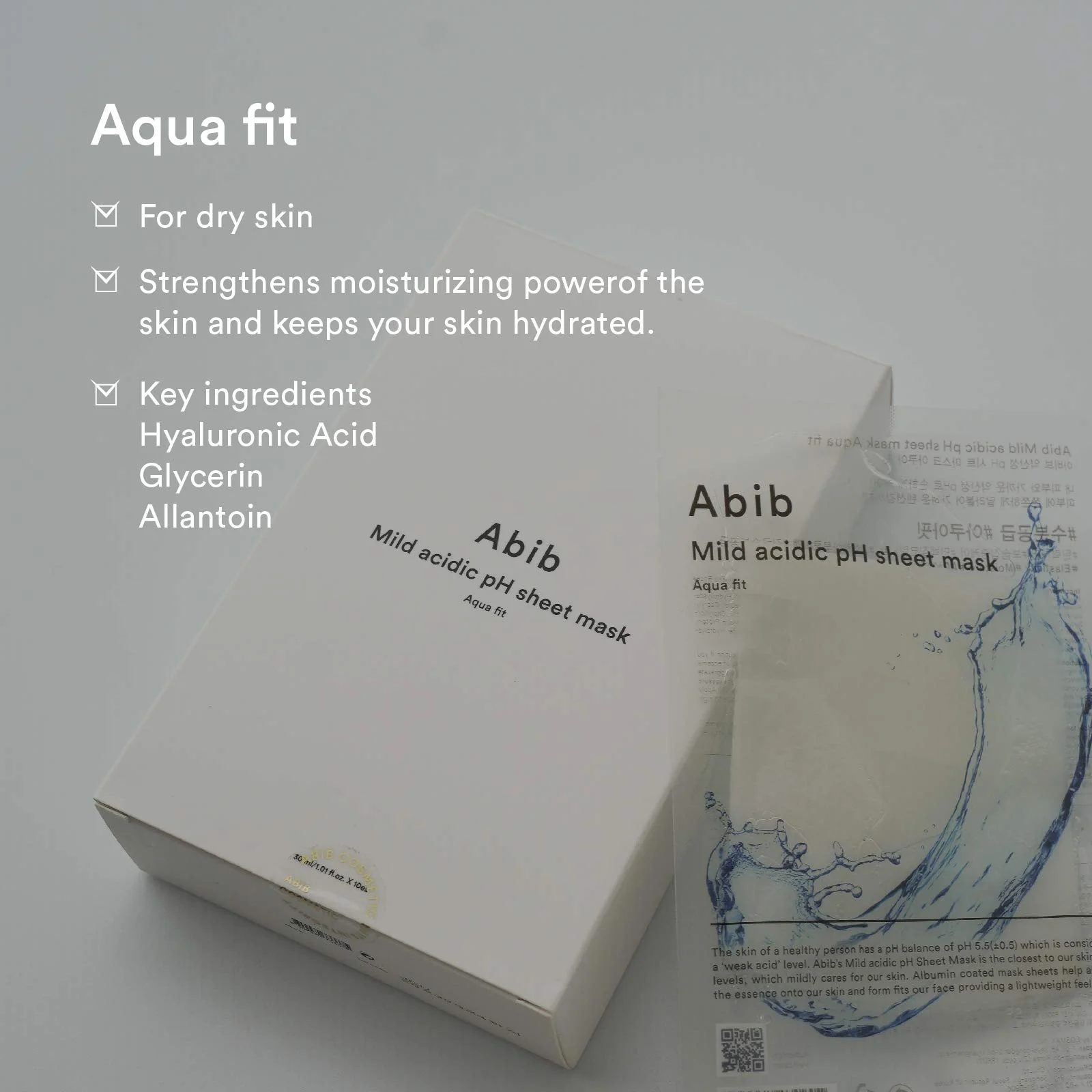 Abib Mild Acidic pH Sheet Mask Aqua Fit 10 Sheets I Intense Hydrating and Moisturizing Care for Dry and Dehydrated Skin - Image 5
