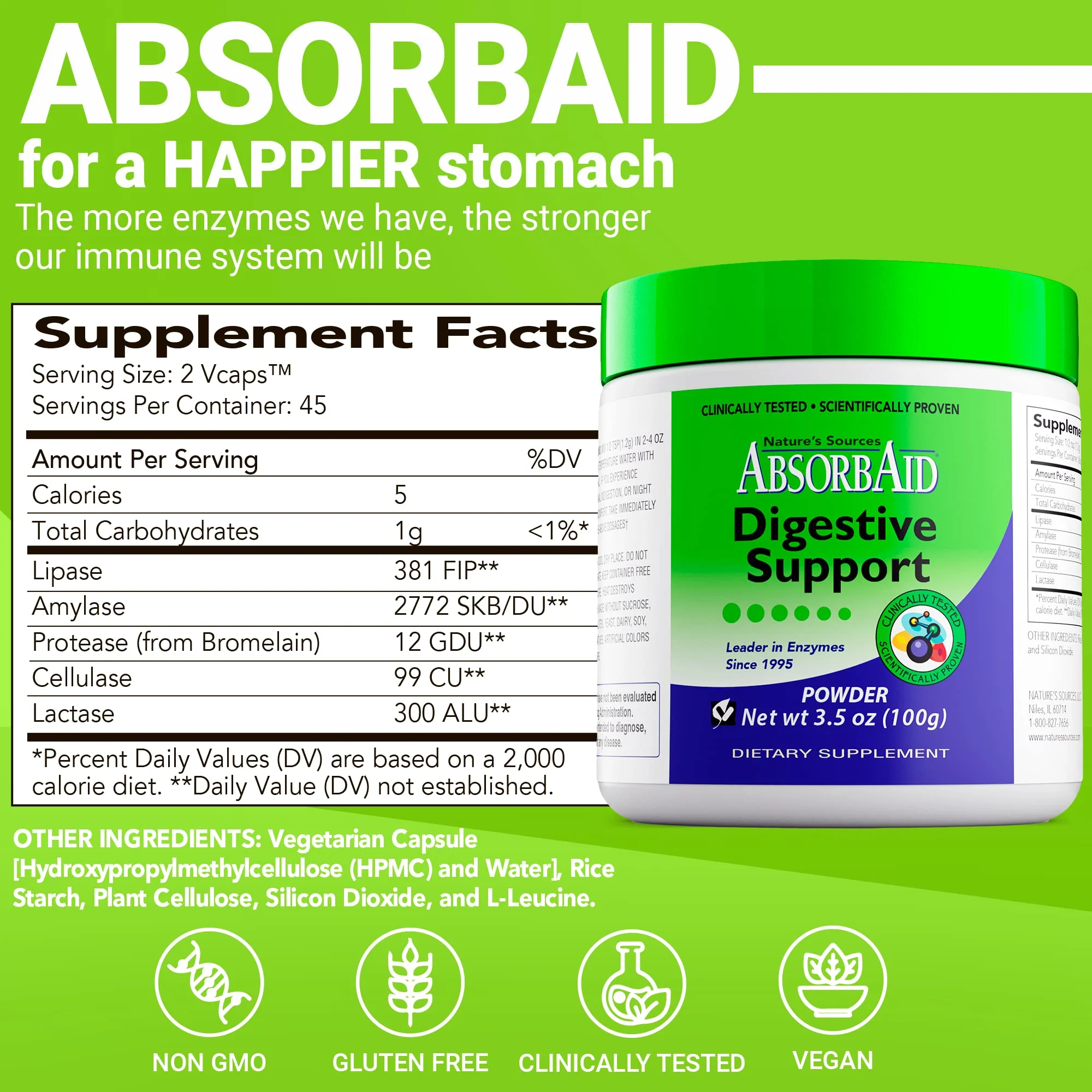 AbsorbAid Digestive Enzymes 100 Grams, Proven to Increase Vital Nutrient Absorption by up to 71% - Image 7