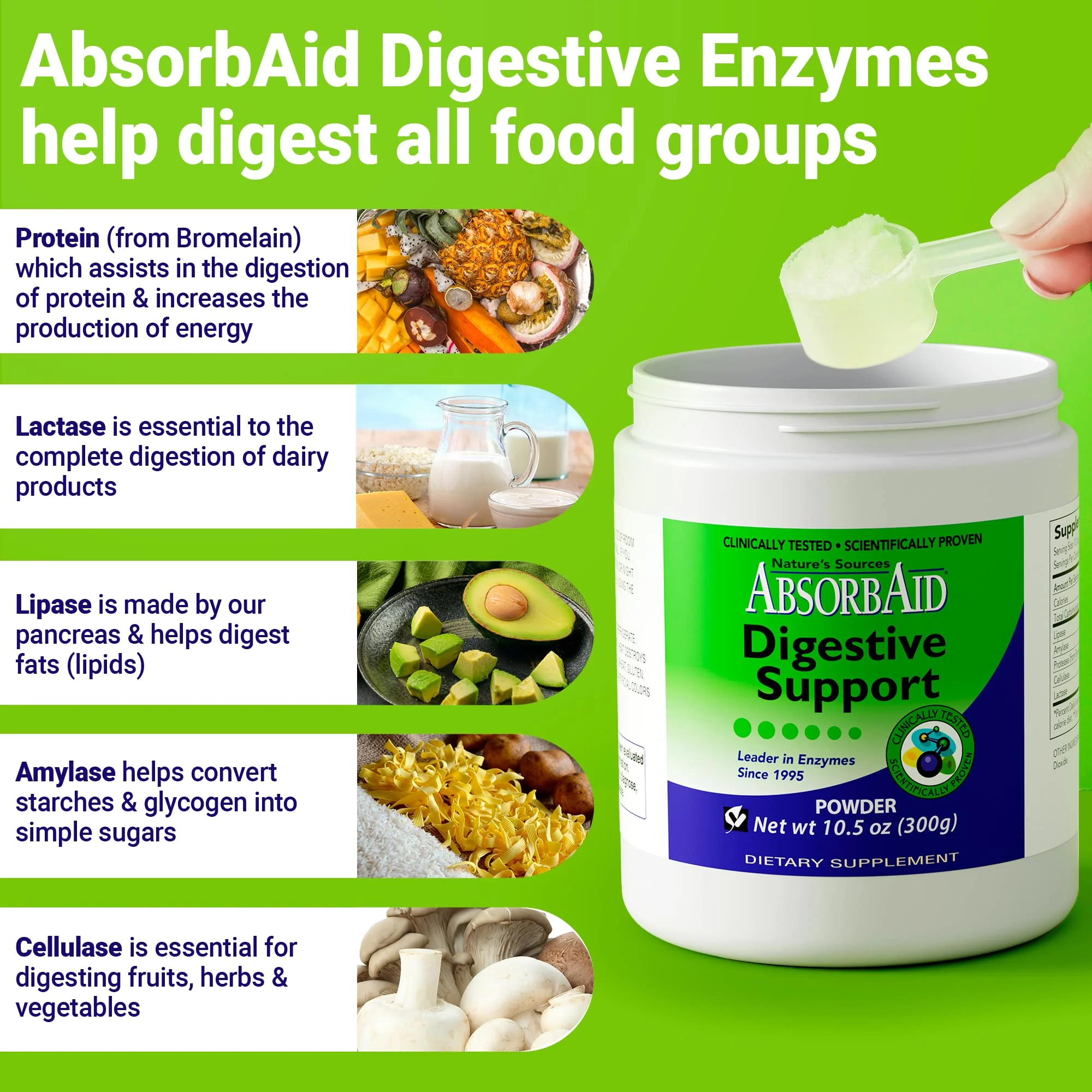 AbsorbAid Digestive Enzymes 300 Grams, Proven to Increase Vital Nutrient Absorption by up to 71% - Image 5
