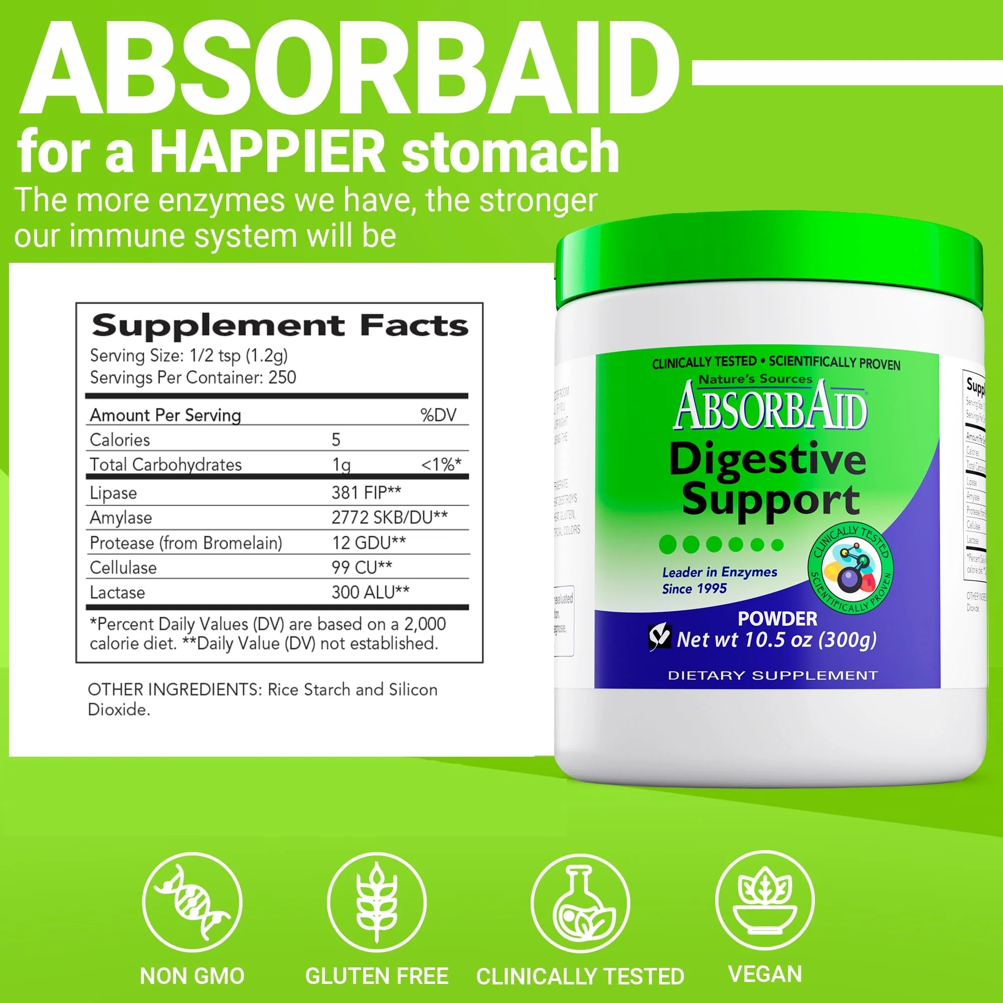 AbsorbAid Digestive Enzymes 300 Grams, Proven to Increase Vital Nutrient Absorption by up to 71% - Image 8
