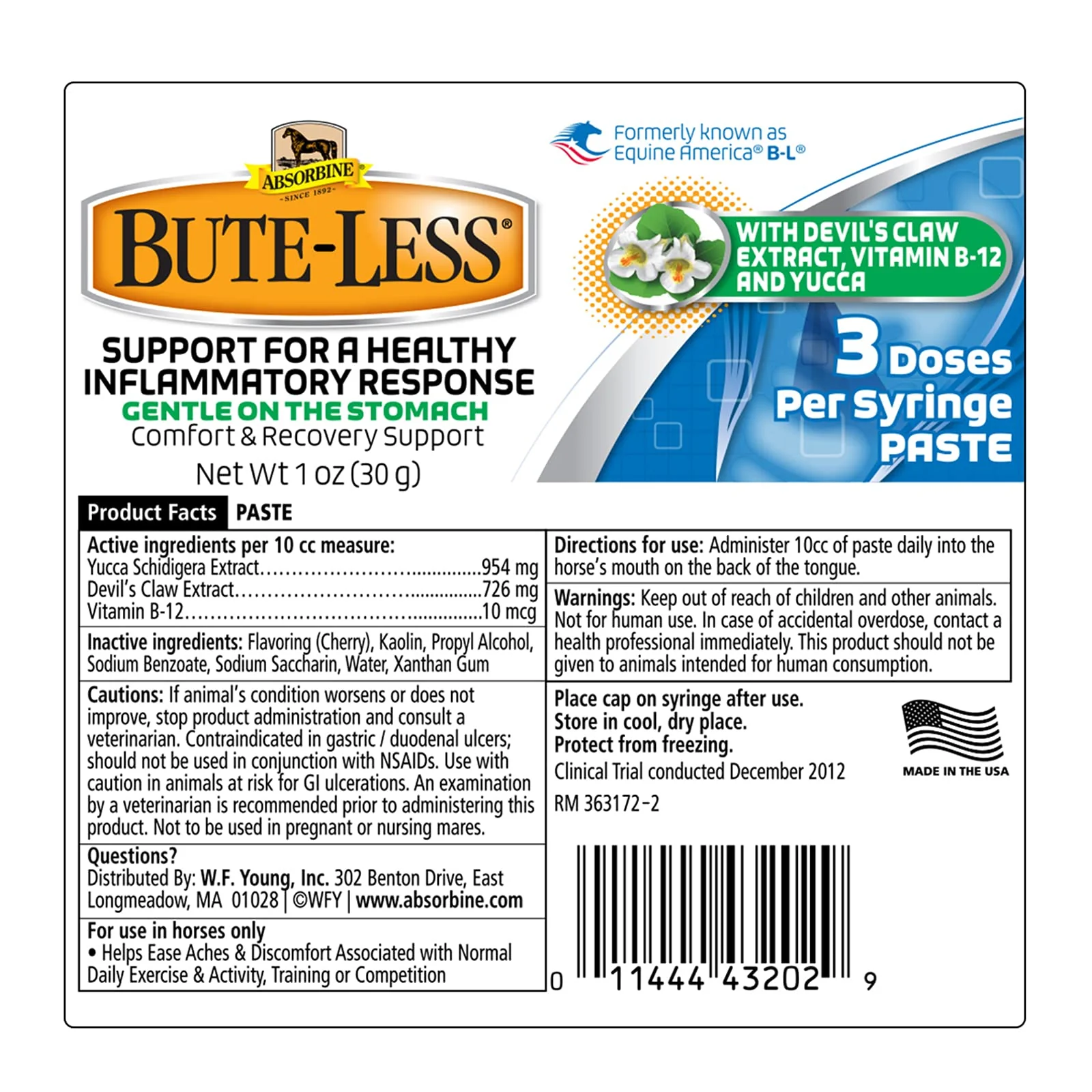 Absorbine Bute-Less Long-Term Horse Comfort & Recovery Supplement Paste, Gentle on Stomach, Devil’s Claw, Vitamin B-12, Yucca, 1oz Syringe / 3 Doses - Image 7