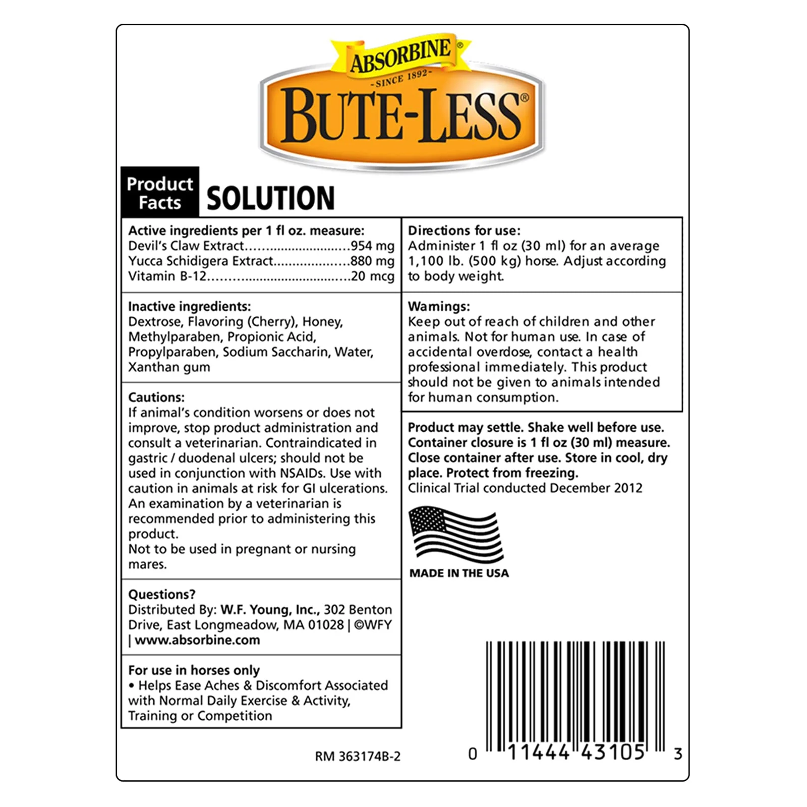 Absorbine Bute-Less Long-Term Horse Comfort & Recovery Supplement Solution, Gentle on Stomach, Devil's Claw, Vitamin B-12, Yucca, 32oz / 32 Day Supply - Image 7