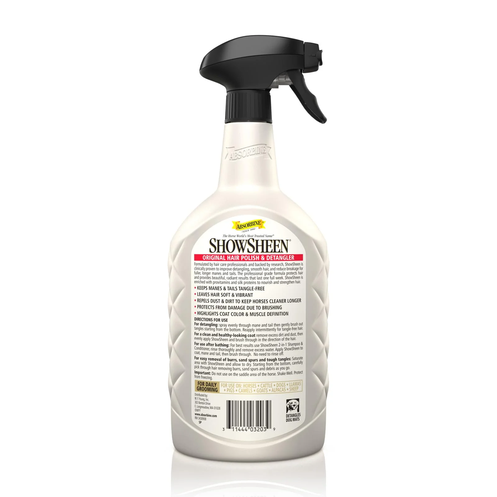 Absorbine ShowSheen Hair Polish & Detangler 32oz Spray Bottle, Horse and Dog Coat, Mane and Tail, Instant Detangling & Reduces Hair Breakage for Healthy Grooming & Radiant Shine - Image 4
