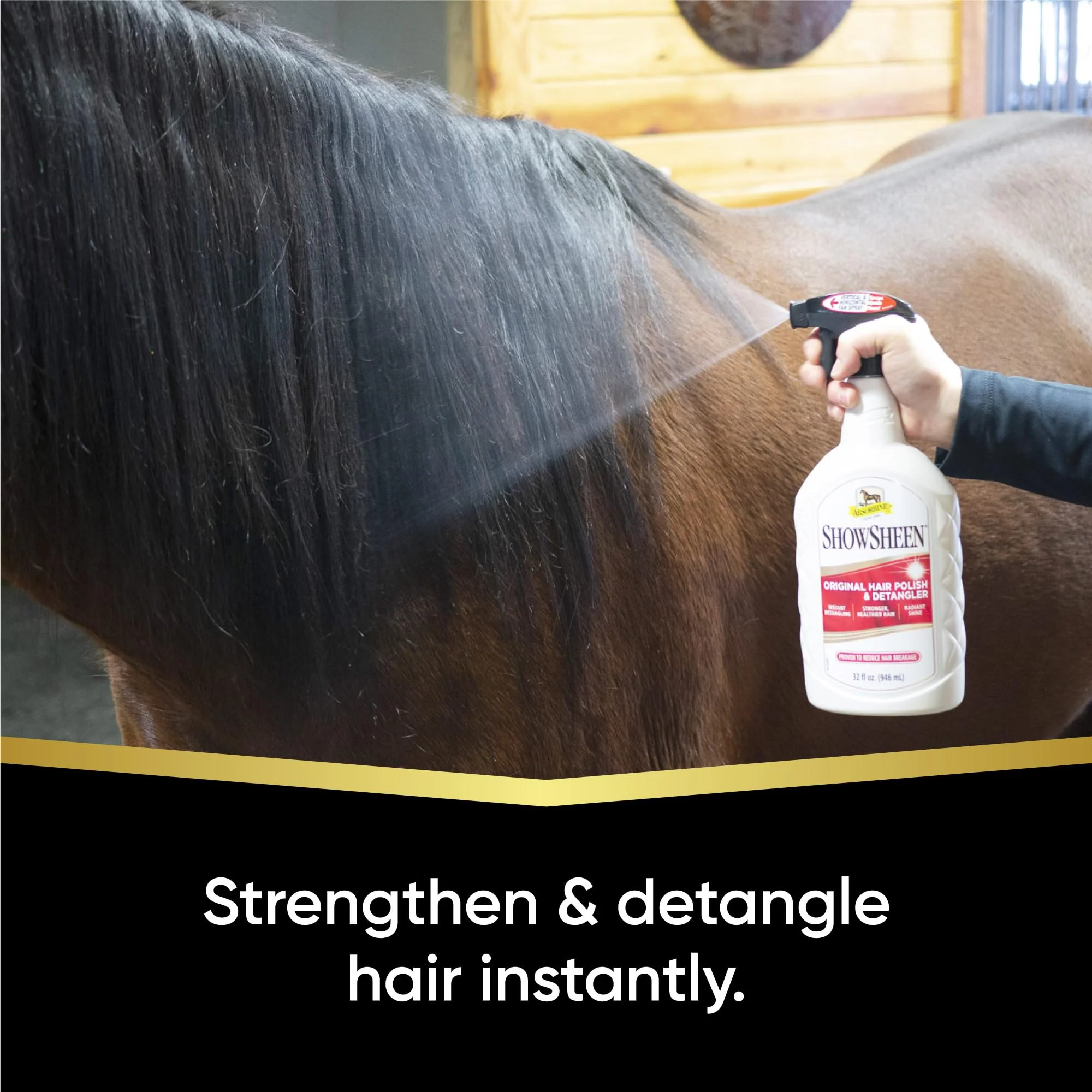 Absorbine ShowSheen Hair Polish & Detangler 32oz Spray Bottle, Horse and Dog Coat, Mane and Tail, Instant Detangling & Reduces Hair Breakage for Healthy Grooming & Radiant Shine - Image 7