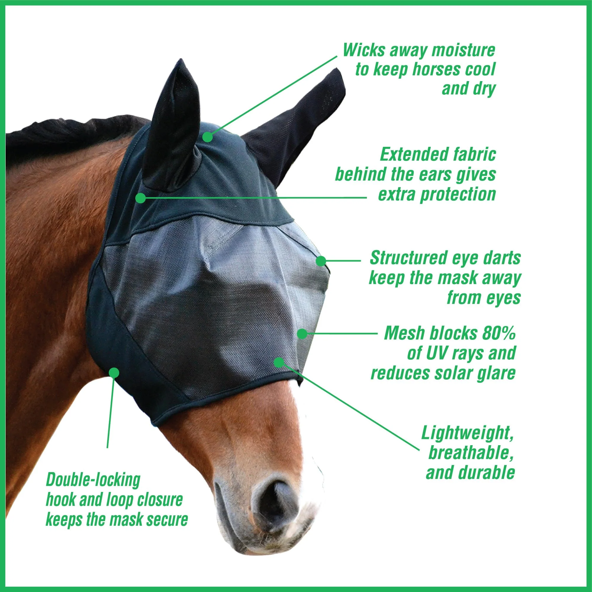 Absorbine UltraShield Equine Fly Mask, UV Protection, Horse Size with Ears - Image 4