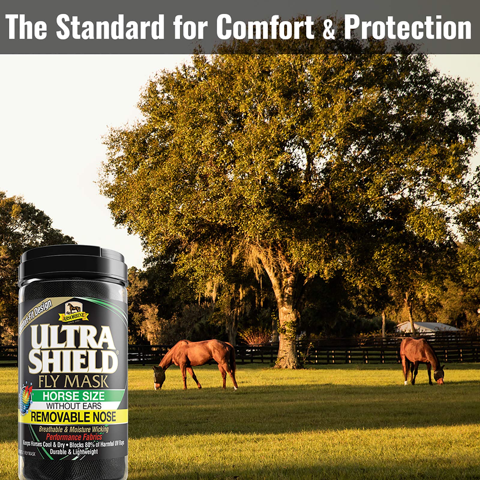 Absorbine UltraShield Equine Fly Mask, UV Protection, Horse Size Without Ears, Has Removable Nose - Image 3