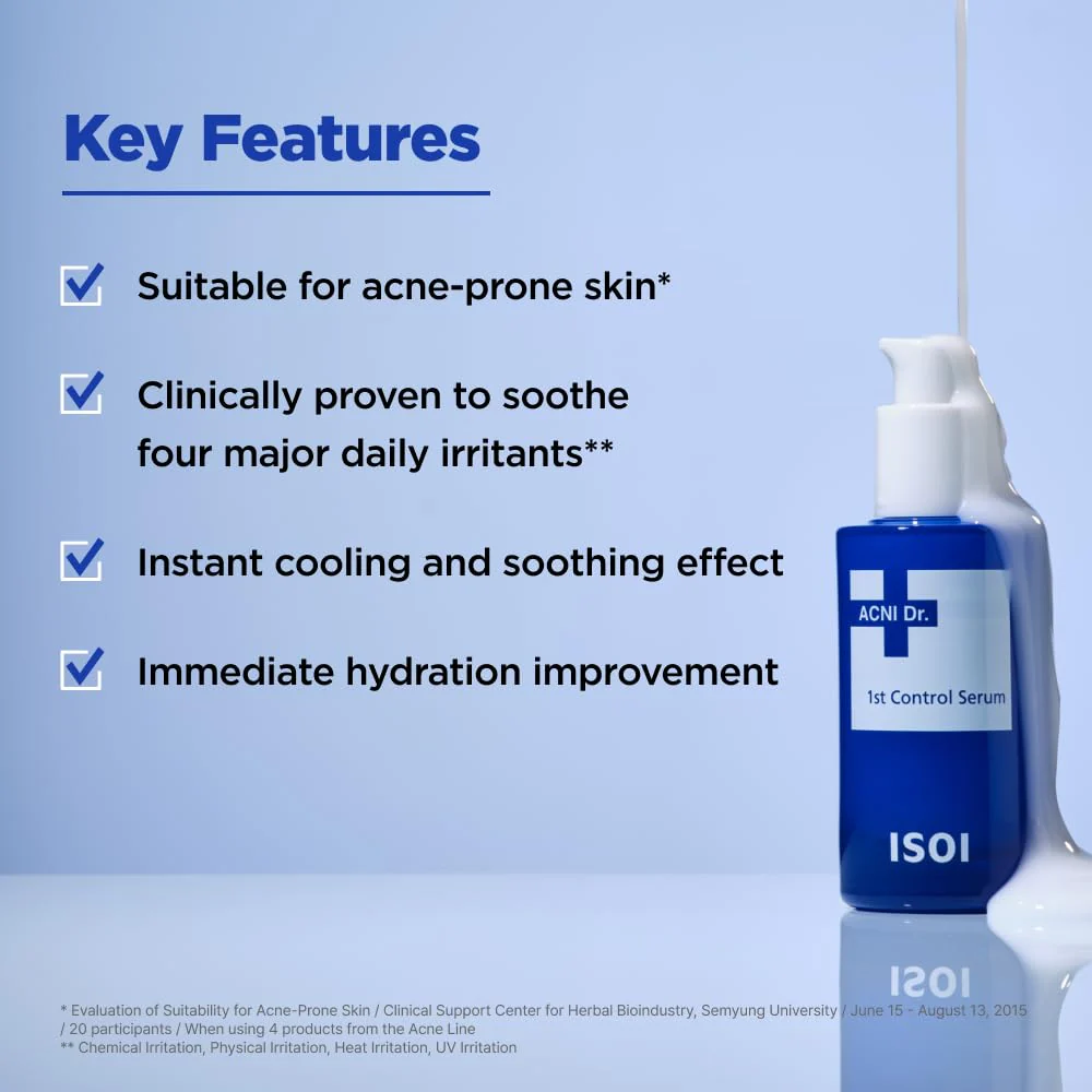 ACNI Dr. 1st Control Serum, Fast-Soothing Formula for Acne-Prone Skin, Non-Comedogenic Daily Serum for Oil-Water Balance, Korean Skin Care (1.35 fl.oz./40ml) - Image 8