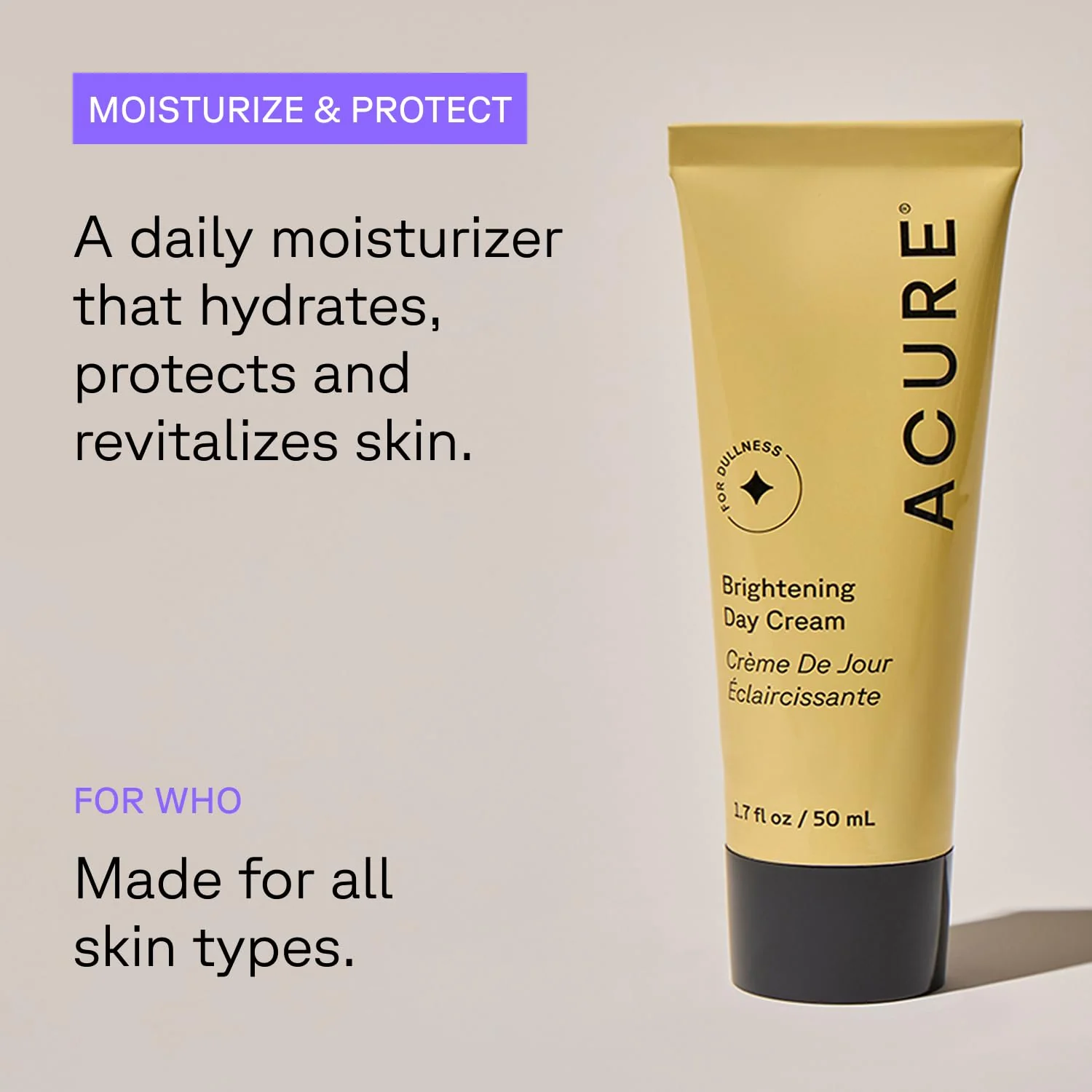 Acure Brightening Day Cream - Cica Cream, Anti Aging Moisturizer to Brighten for Women & Men, Facial Lotion, Skincare with Argan Oil to Replenish, Tone Dry Skin & Hydrate, Cruelty Free - 1.7 fl oz - Image 7