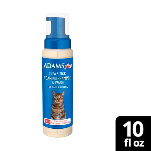 ADAMS Plus Flea & Tick Foaming Shampoo & Wash for Cats & Kittens, Flea Shampoo to Treat Flea Infestations, Kills Ticks, Fleas, Flea Eggs & Lice, Cleans and Conditions Coat, 10 Ounces - Image 2
