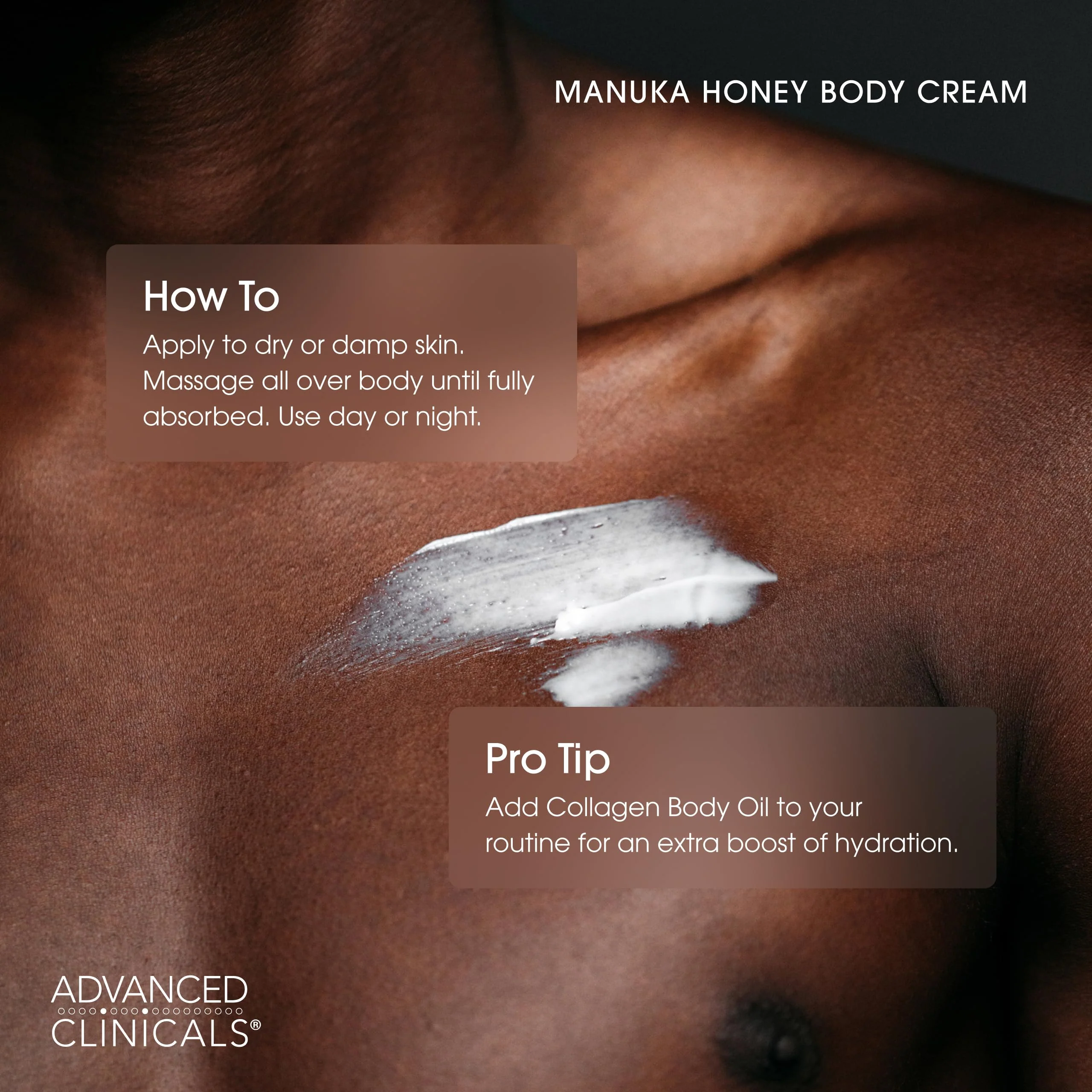 Advanced Clinicals Manuka Honey Body Cream For Women & Men | Body Butter Lotion For Extremely Dry Skin | Collagen Cream | Skincare Moisturizer Hydrating Balm Improves Look Of Aging Skin, 16 Ounce - Image 4
