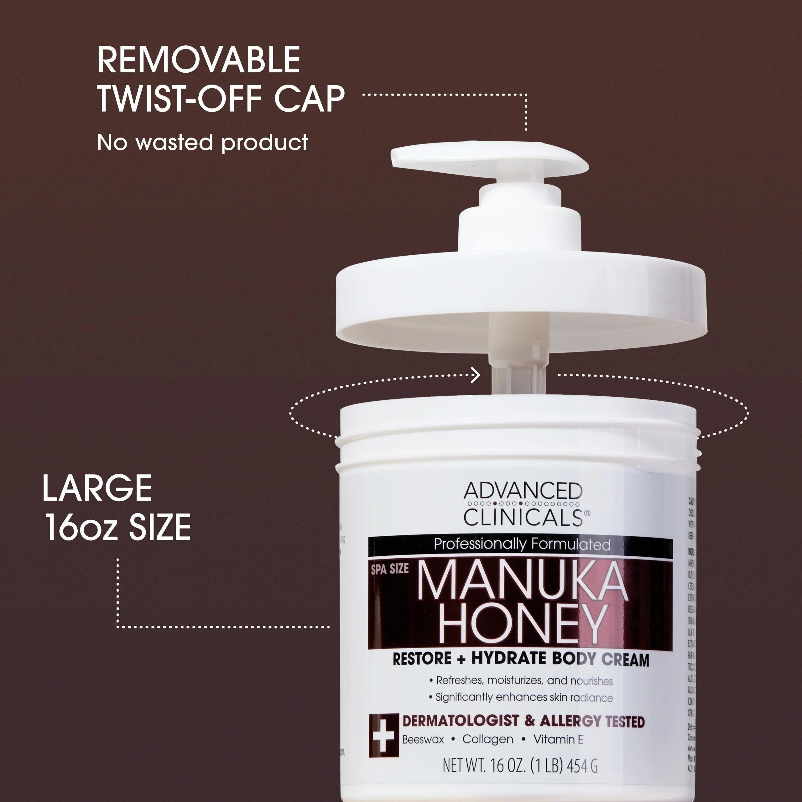 Advanced Clinicals Manuka Honey Body Cream For Women & Men | Body Butter Lotion For Extremely Dry Skin | Collagen Cream | Skincare Moisturizer Hydrating Balm Improves Look Of Aging Skin, 16 Ounce - Image 8