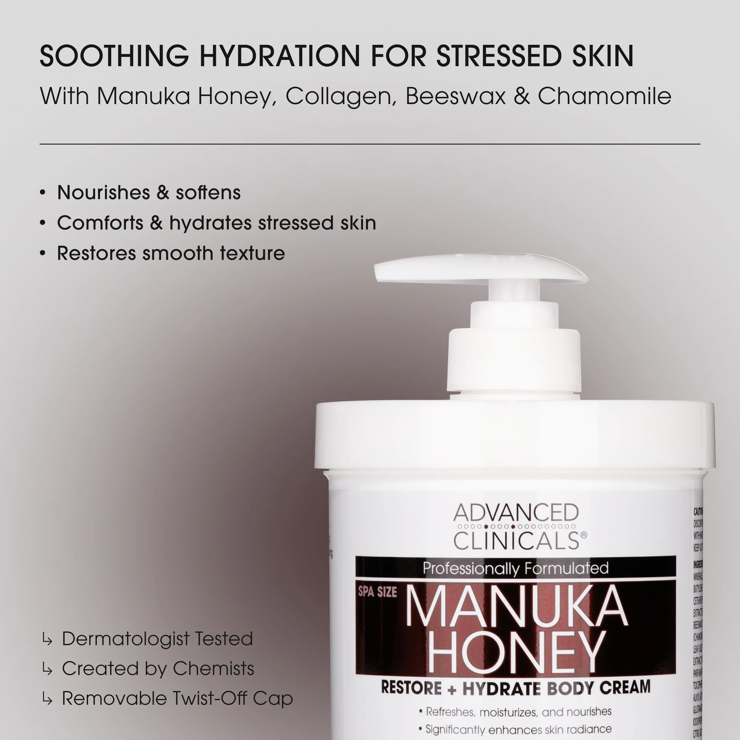 Advanced Clinicals Manuka Honey Body Cream For Women & Men | Body Butter Lotion For Extremely Dry Skin | Collagen Cream | Skincare Moisturizer Hydrating Balm Improves Look Of Aging Skin, 16 Ounce - Image 9