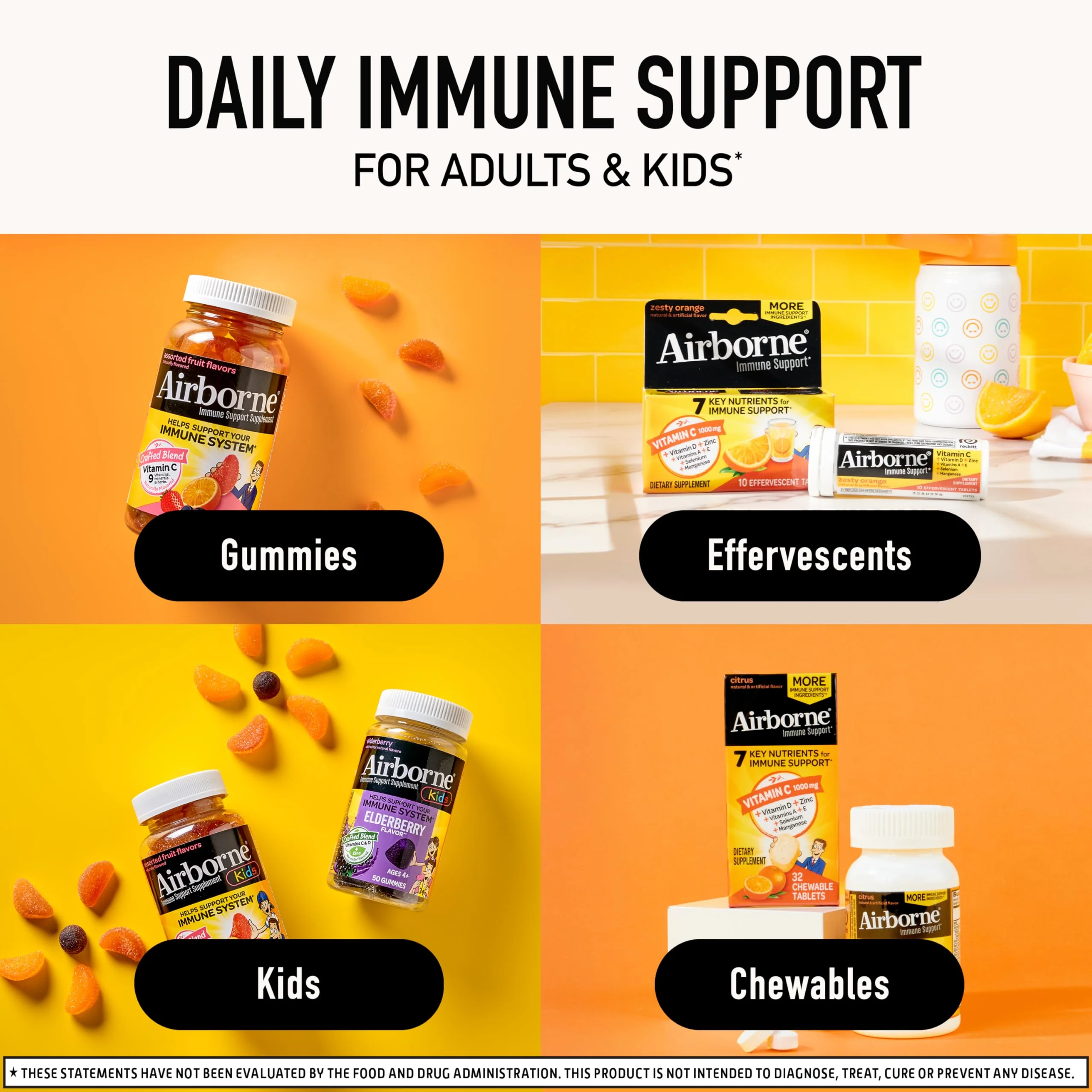 Airborne 1000mg Vitamin C with Vitamin D & Zinc, Sugar Free Multivitamin Immune Support Supplement, Antioxidants Vitamins A C & Vitamin E, 30 Effervescent Tablets, Very Berry Flavor - Image 13