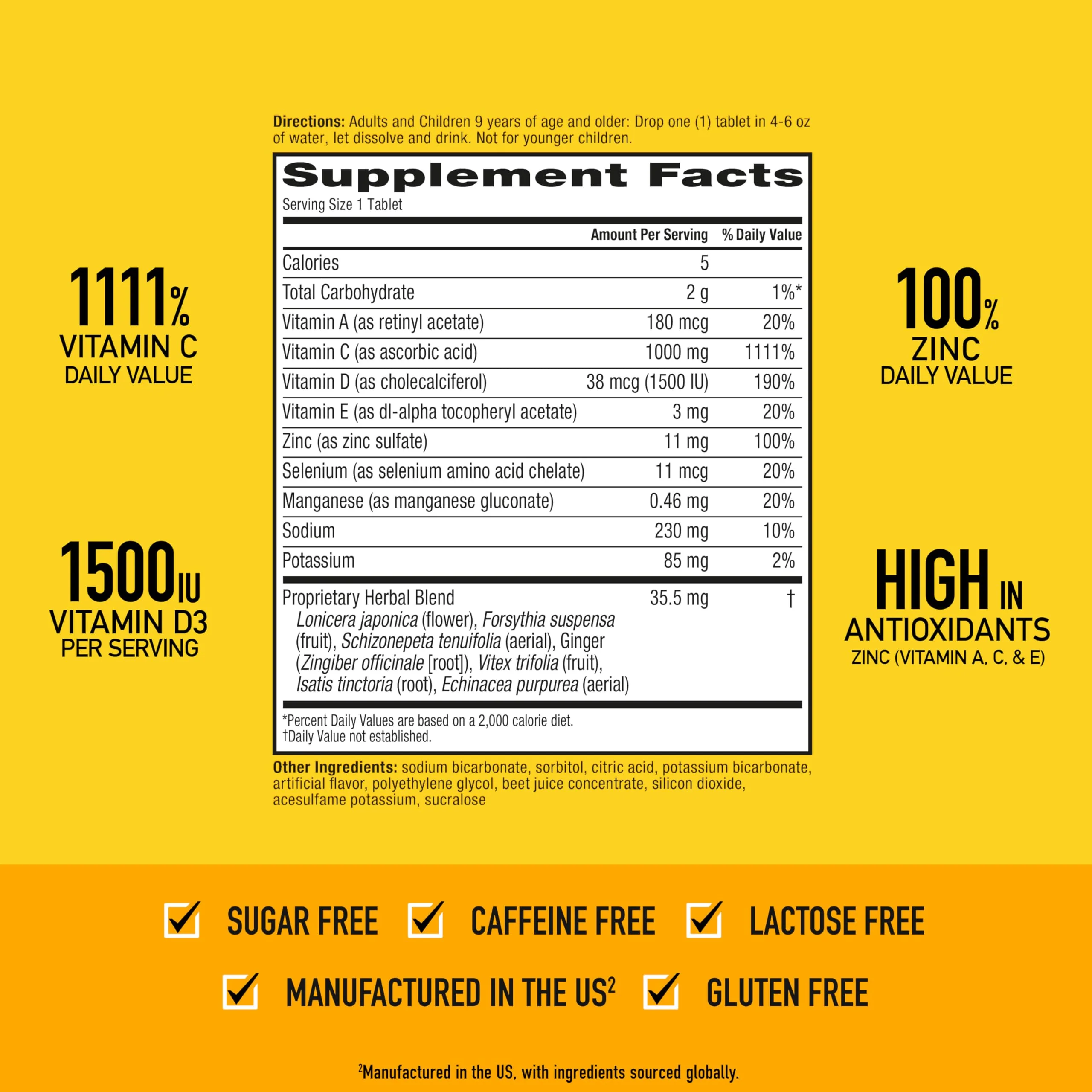 Airborne 1000mg Vitamin C with Vitamin D & Zinc, Sugar Free Multivitamin Immune Support Supplement, Antioxidants Vitamins A C & Vitamin E, 30 Effervescent Tablets, Very Berry Flavor - Image 18