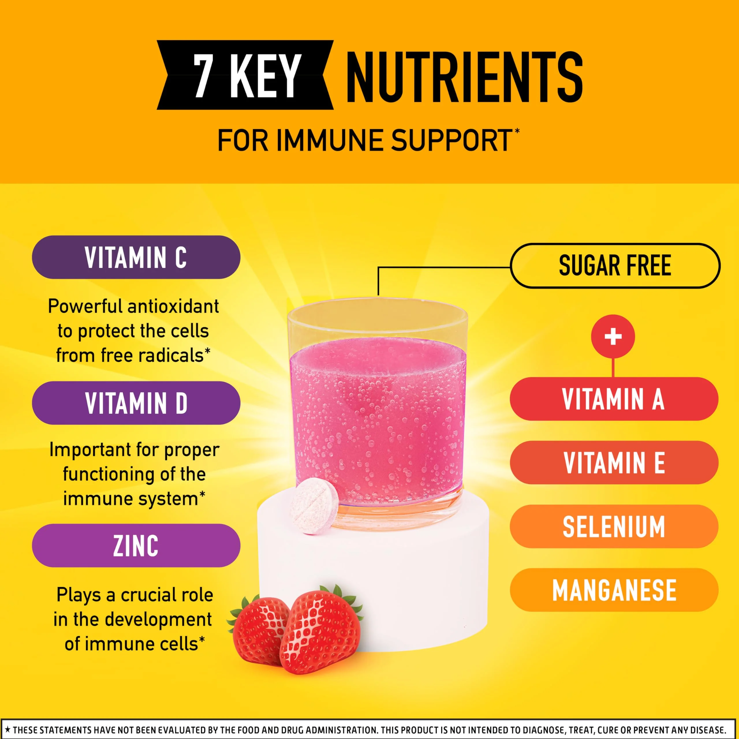 Airborne 1000mg Vitamin C with Vitamin D & Zinc, Sugar Free Multivitamin Immune Support Supplement, Antioxidants Vitamins A C & Vitamin E, 30 Effervescent Tablets, Very Berry Flavor - Image 19