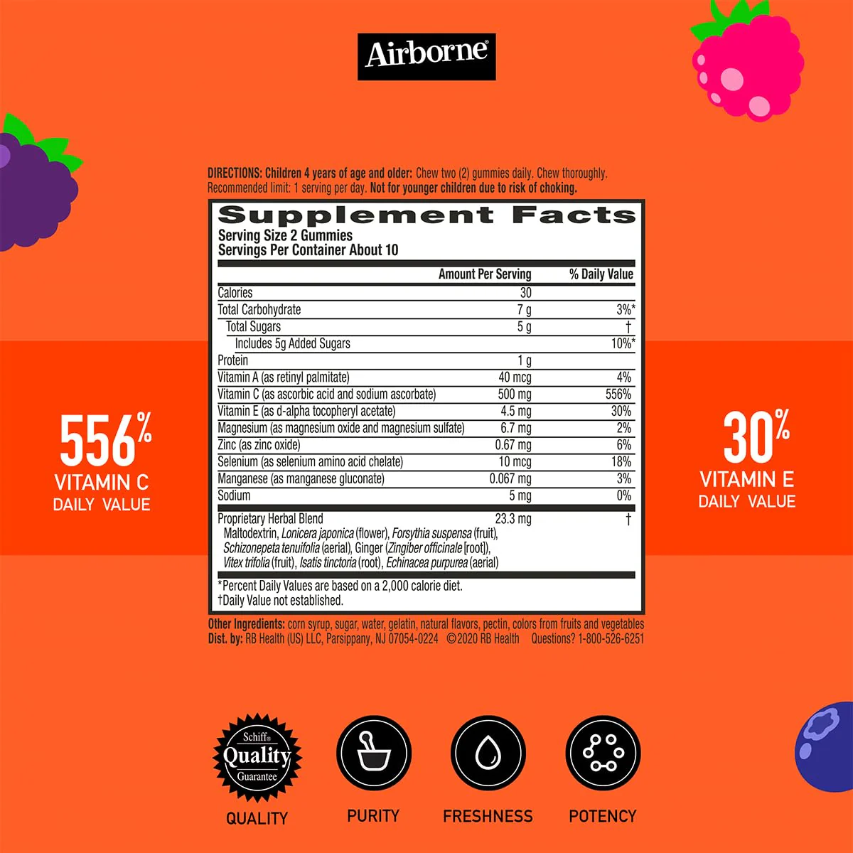 Airborne 500mg Vitamin C + Zinc Immune Support Supplement Gummies for Kids, Assorted Fruit Flavor, Gluten Free Crafted Blend with Powerful Antioxidants Vitamins C & E, 21 Gummies (4 Pack) - Image 5