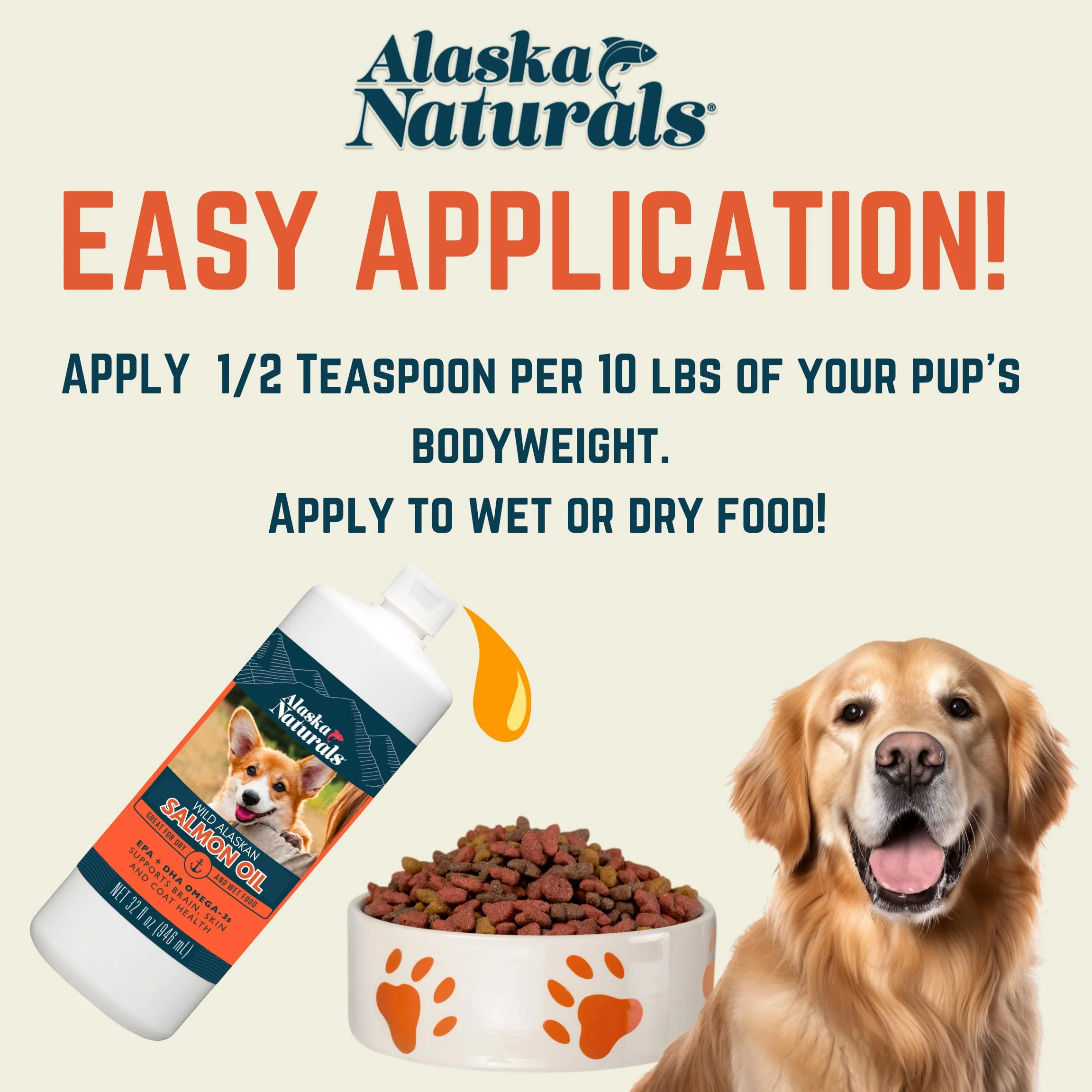 Alaska Naturals Wild Alaskan Salmon Fish Oil Supplement for Dogs Skin and Coat with EPA DHA Omega 3 Fatty Acids Liquid Food Topper 32 oz. - Image 6