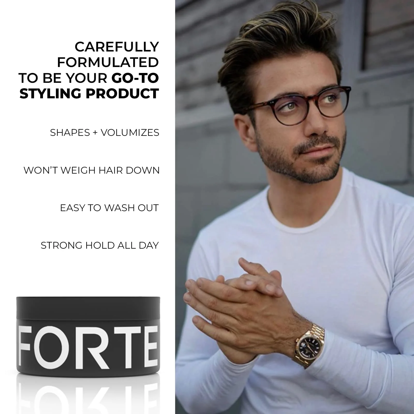 Alex Costa Molding Paste by Forte Series Low Shine Hair Paste for Men Lightweight Hair Texturizer Adds Volume and Definition Medium Flexible (75 ml) - Image 4
