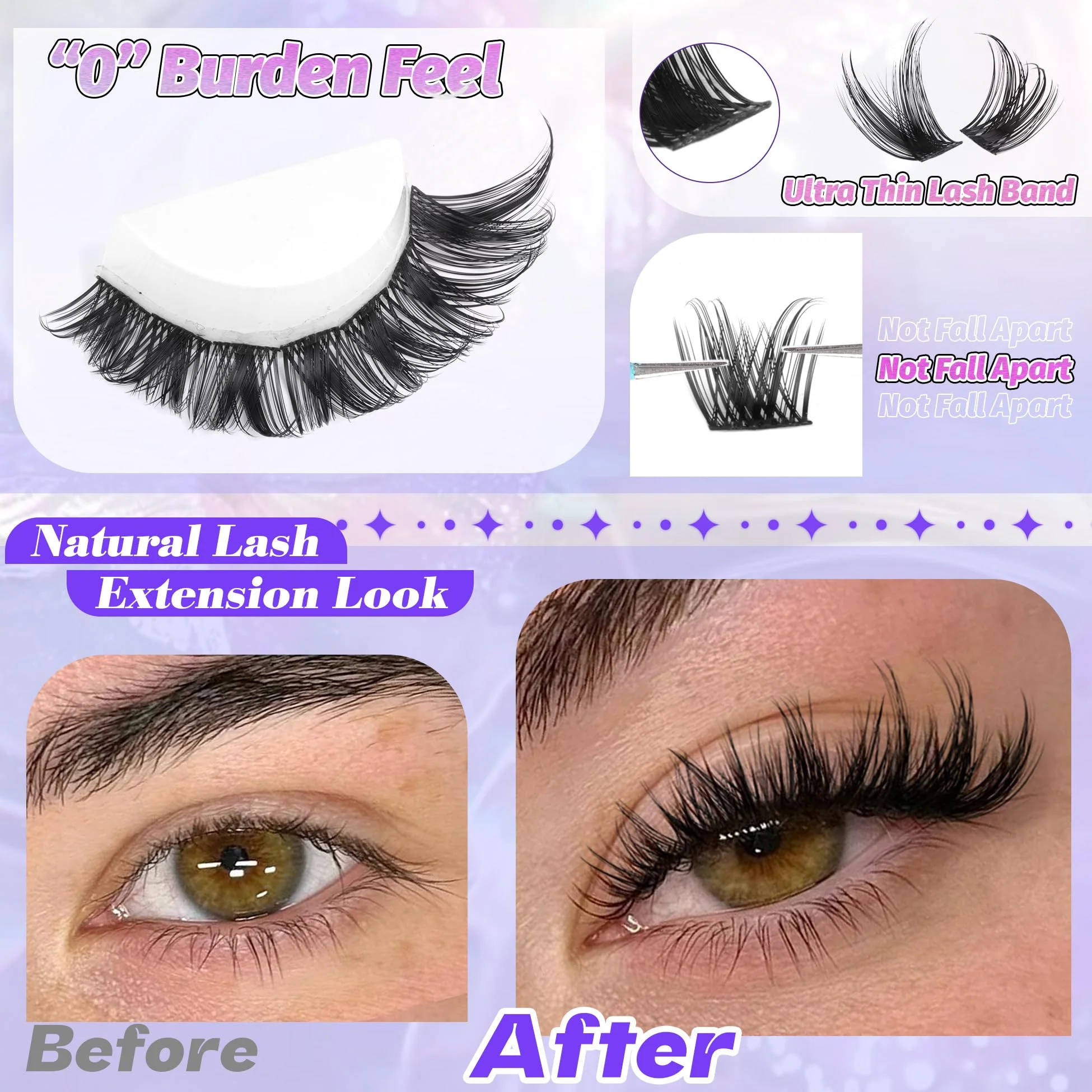 ALICE Lash Clusters Wispy Eyelash Clusters 10-18mm 168pcs Cluster Eyelash Extensions Natural Volume Lash Extensions DIY Individual Lashes with Soft Thin Band - Image 6