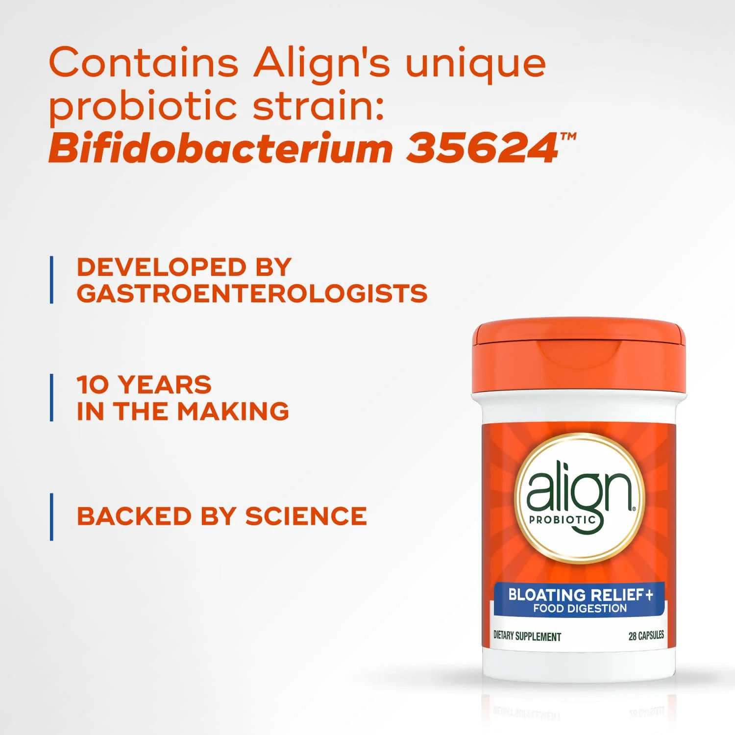 Align Probiotic Bloating Relief + Food Digestion, Probiotics for Women and Men, #1 Doctor Recommended Brand‡, Promotes Digestive Health and Helps Support the Metabolism of Food*, 28 Capsules - Image 8