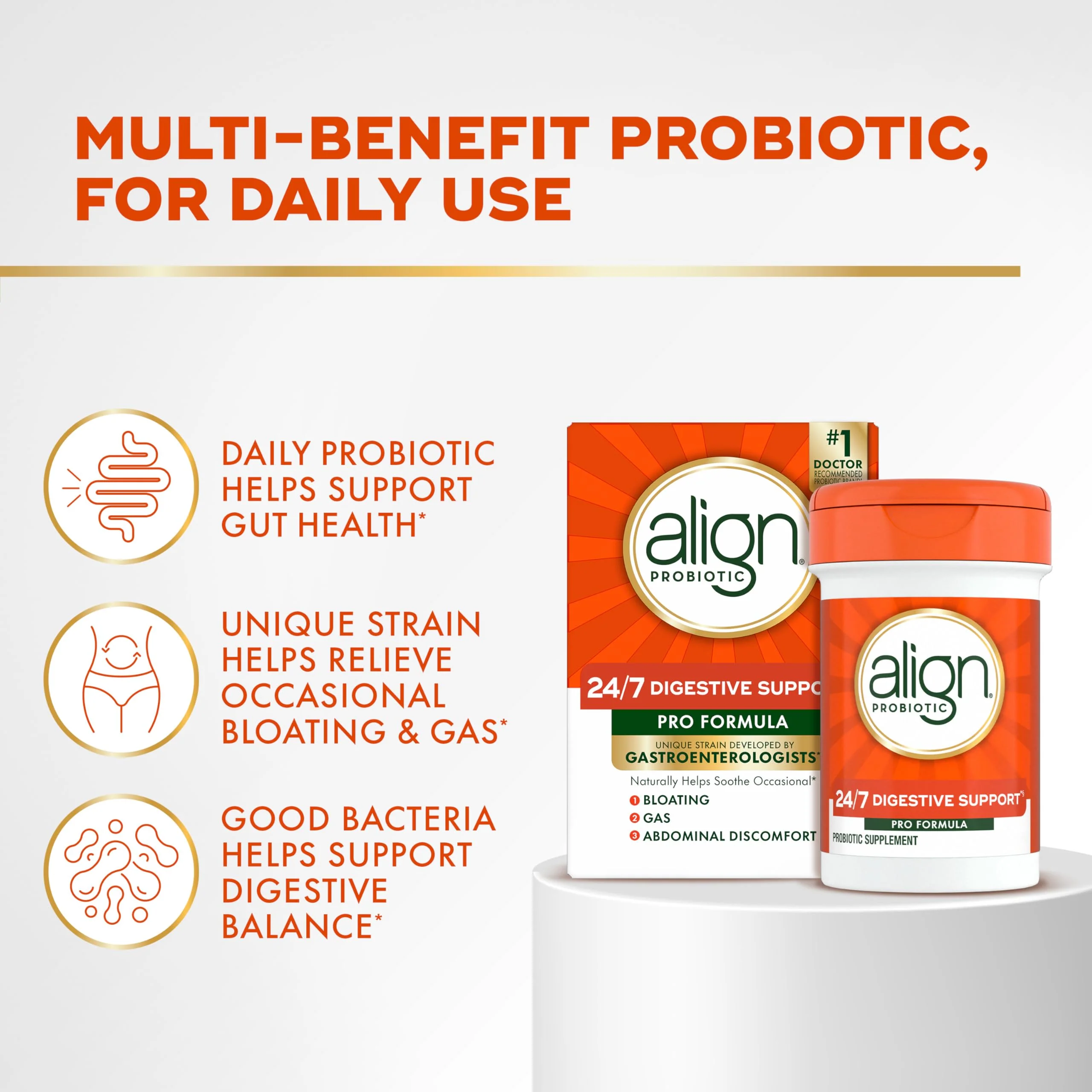 Align Probiotic, Pro Formula, Probiotics for Women and Men, Probiotics for Digestive Health, Men and Womens Probiotic Capsules Help Relieve Occasional Bloating & Gas*, 63 Capsules - Image 8