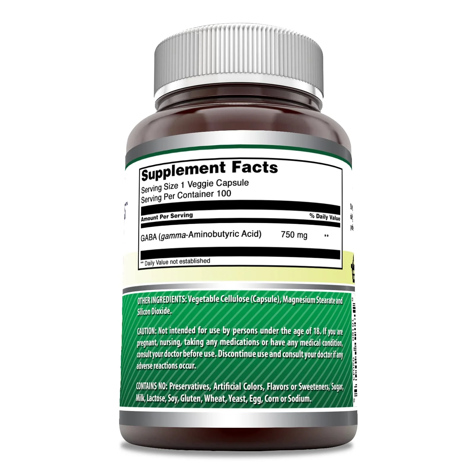 Amazing Formulas GABA Supplement | 750 Mg per Serving | 100 Veggie Capsules | Non-GMO | Gluten-Free | Made in USA | Ideal for Vegetarians - Image 2