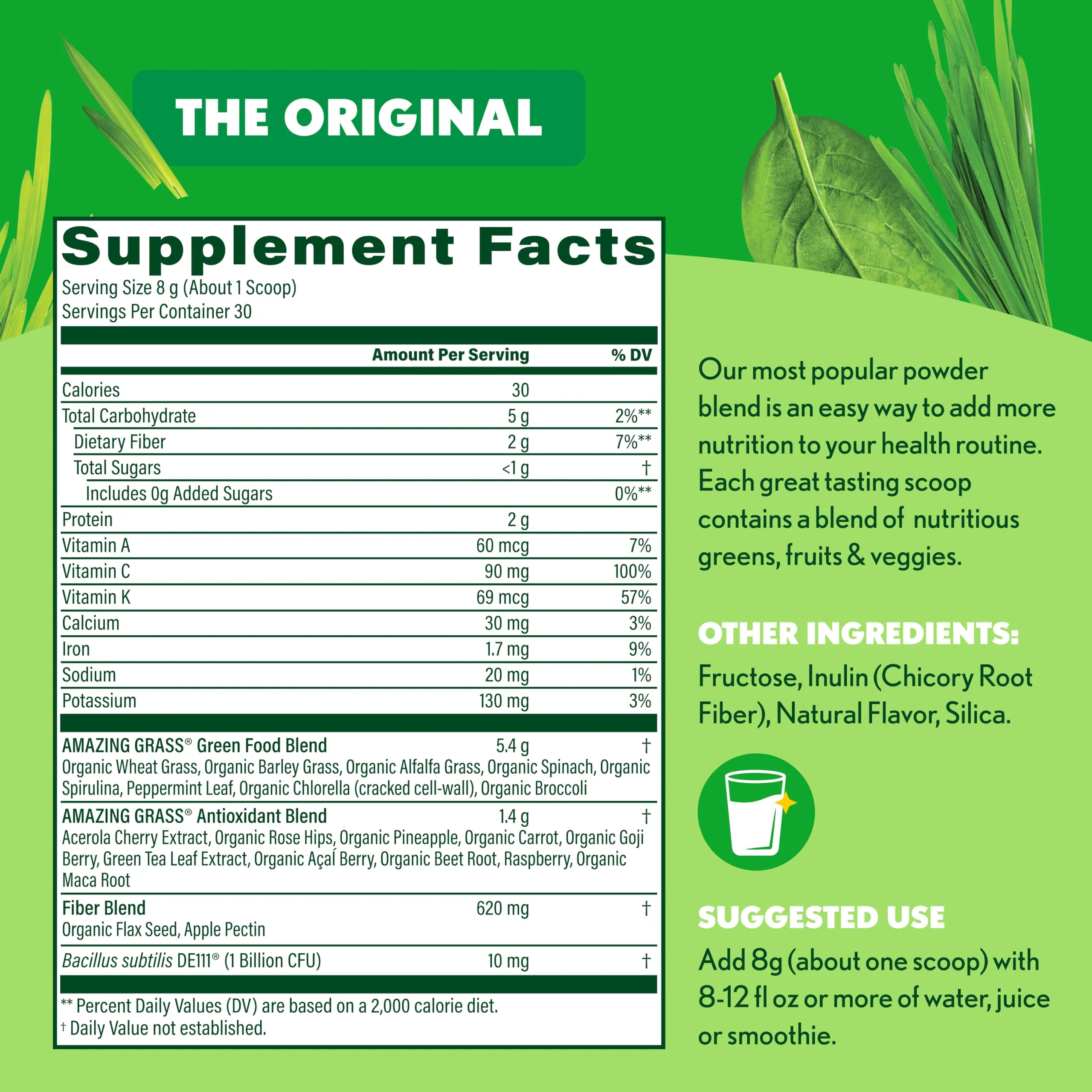 Amazing Grass Greens Blend Superfood: Greens Powder Mix for Energy, with Organic Spirulina, Chlorella, Beet Root Powder, Digestive Enzymes & Probiotics, Original, 30 Servings (Packaging May Vary) - Image 3