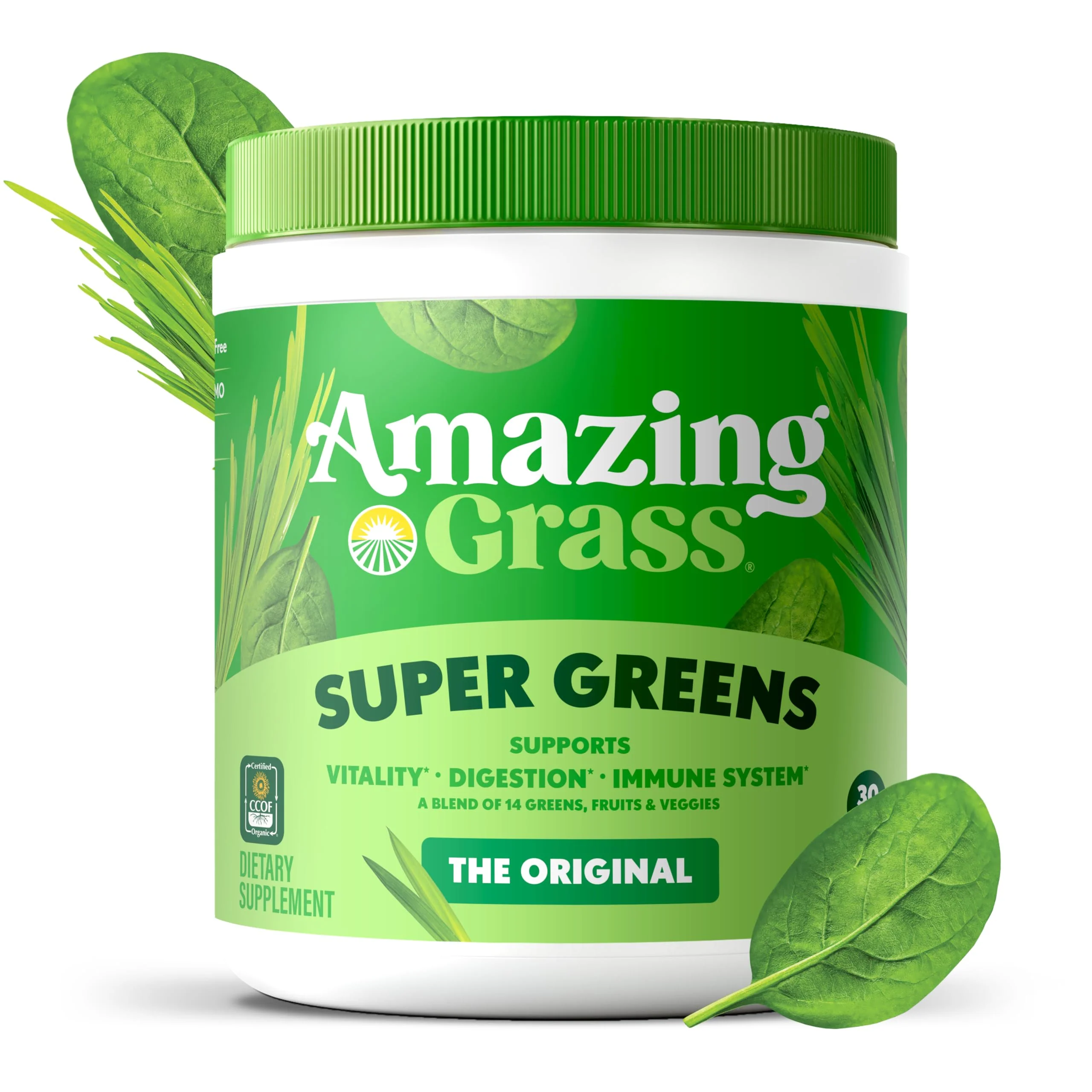 Amazing Grass Greens Blend Superfood: Greens Powder Mix for Energy, with Organic Spirulina, Chlorella, Beet Root Powder, Digestive Enzymes & Probiotics, Original, 30 Servings (Packaging May Vary) - Image 8
