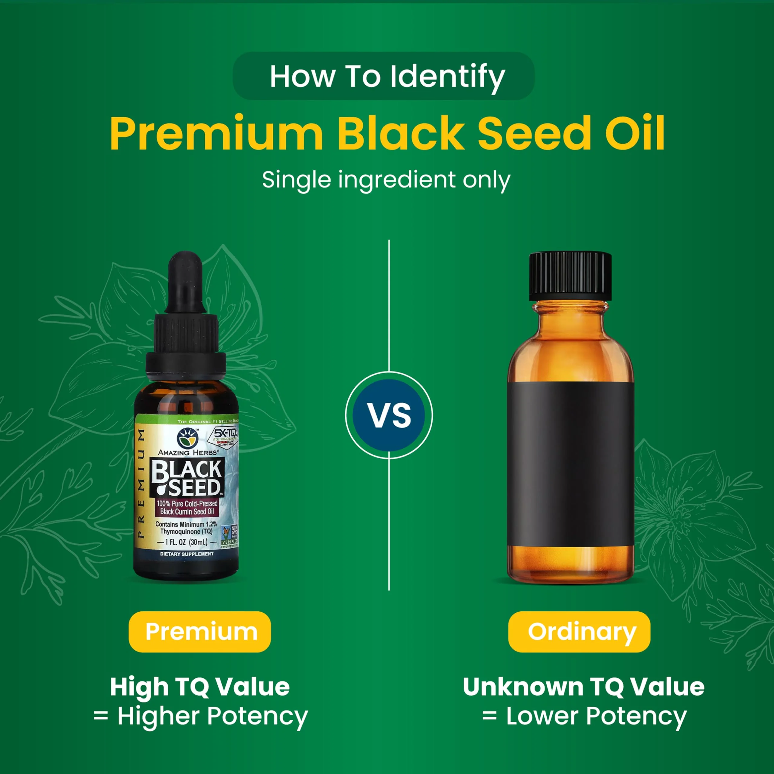 Amazing Herbs Premium Black Seed Oil - Cold Pressed Nigella Sativa Aids in Digestive Health, Immune Support, Brain Function, Joint Mobility, Gluten Free, Non GMO - 1 Fl Oz - Image 5