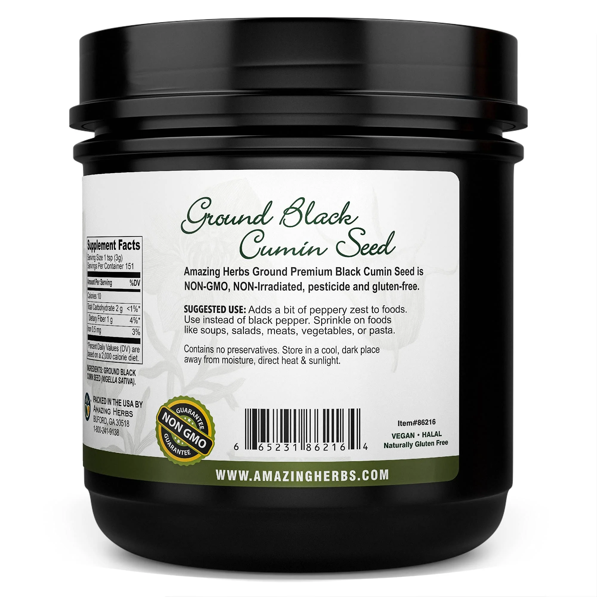 Amazing Herbs Premium Ground Black Cumin Seeds - Finely Ground Nigella Sativa, Gluten Free, Non GMO, Supports Cardiovascular Function & Preserves Digestive Health - 16 Oz - Image 2